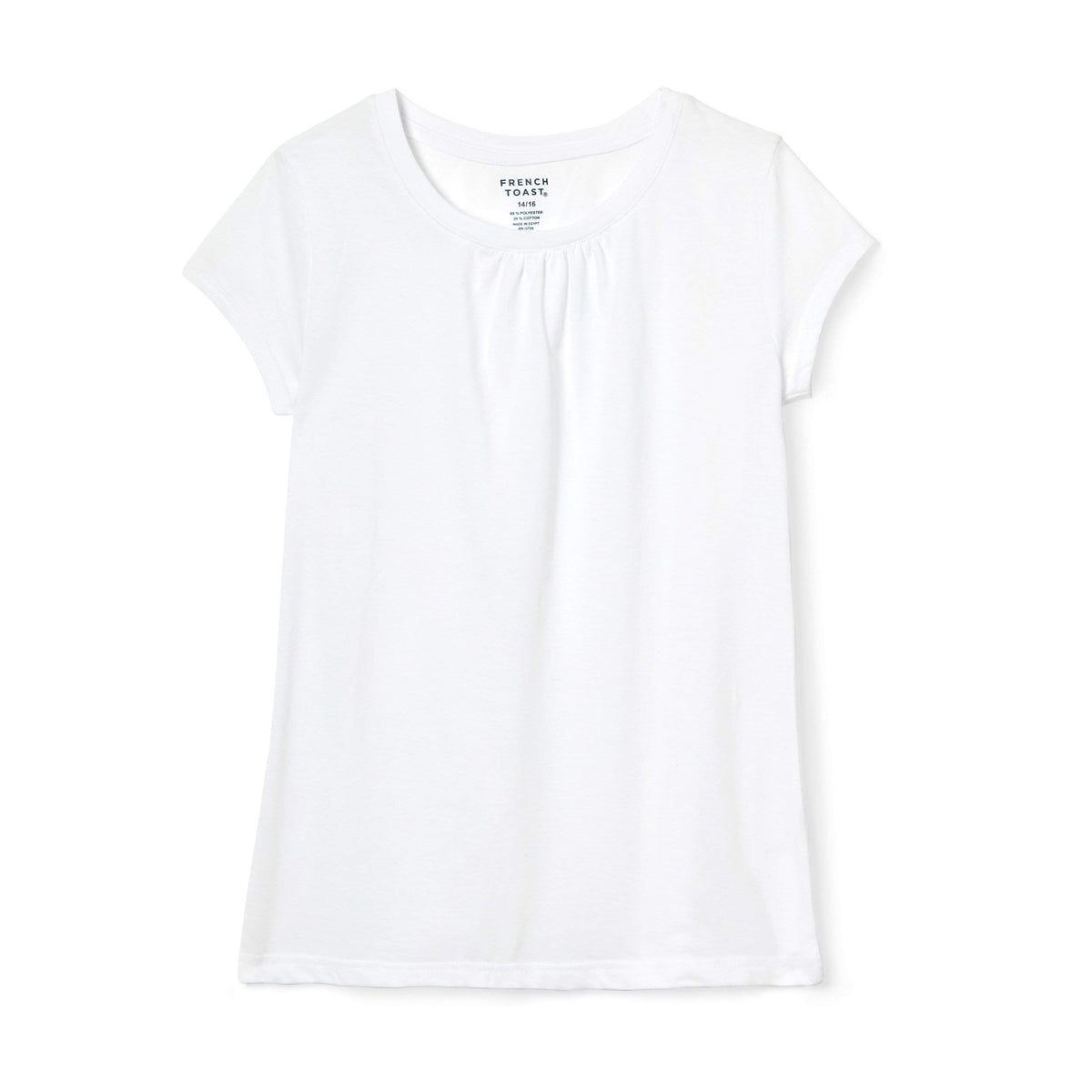French Toast Toddler Girls Short Sleeve Crew Neck Tee, White, 2T