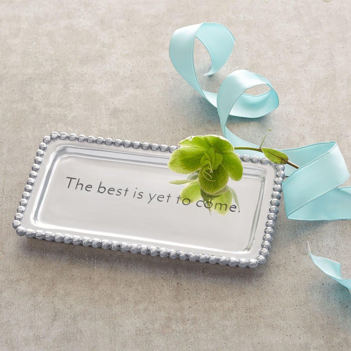Mariposa The Best Is Yet To Come Beaded Statement Tray | Silver | Brillante | Gifts | Statement Tray | Recycled Sandcast Aluminu