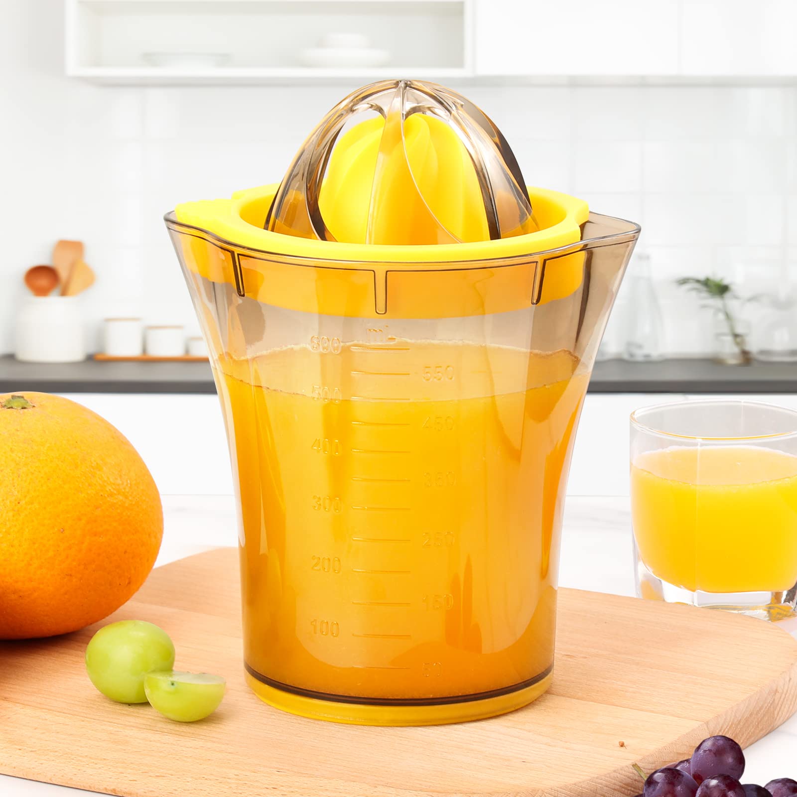 Citrus Orange Juicer Manual Lemon Lime Squeezer, Hand Lemon And Lime Juicer And Reamer With 20 Oz Bowl, 2 Pour Spouts