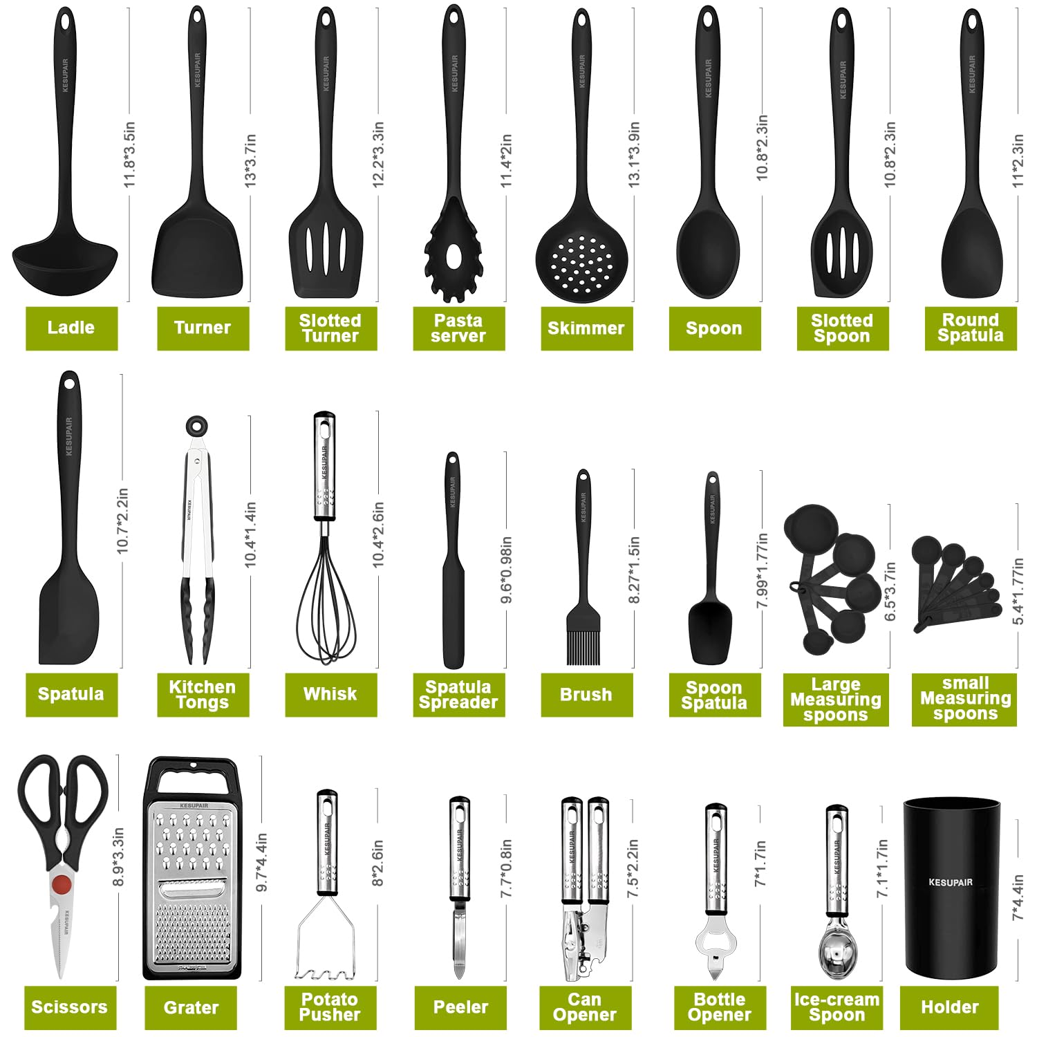 Kitchen Utensils Set - 446F Heat Resistant Silicone Cooking Utensils Set-Kitchen Tools And Gadgets For Cooking Nonstick Cookware