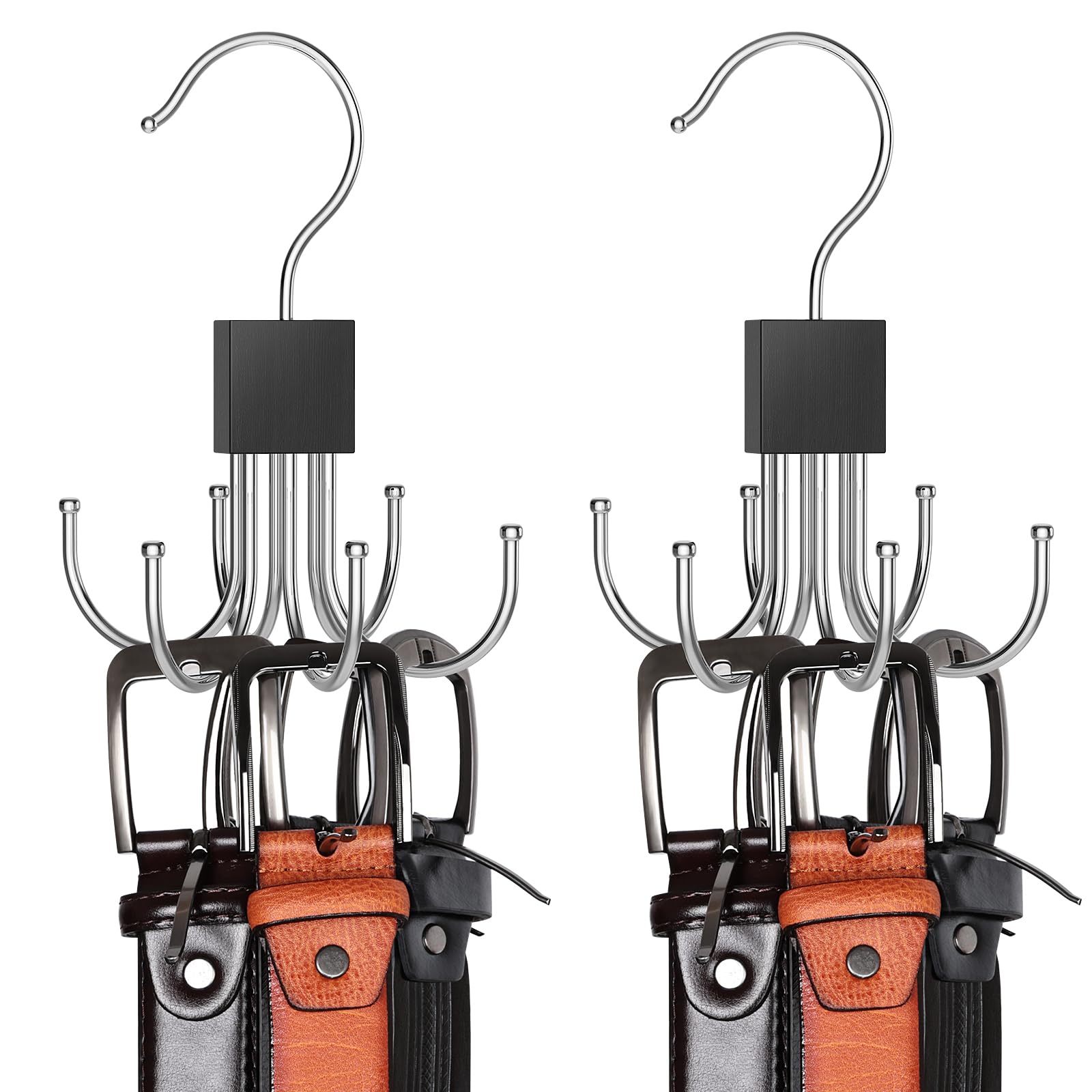 Belt Hanger, Belt Organizer For Closet 360 Rotatable Max 48 Belt Storage Rack Space Saving Closet Organizers And Storage For Bel