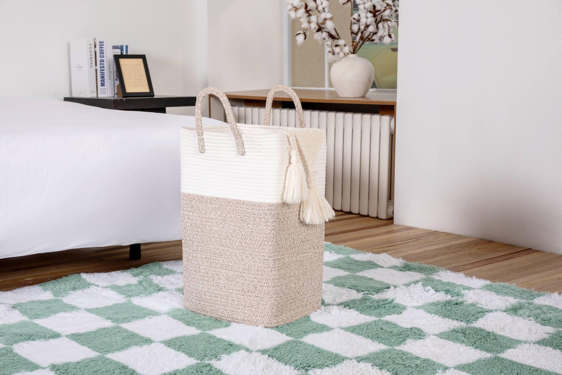 Tall Laundry Hamper Sorters Big Laundry Basket With Handles,Woven Cotton Rope, Versatile Storage For Dirty Clothes,Baby Toys,And