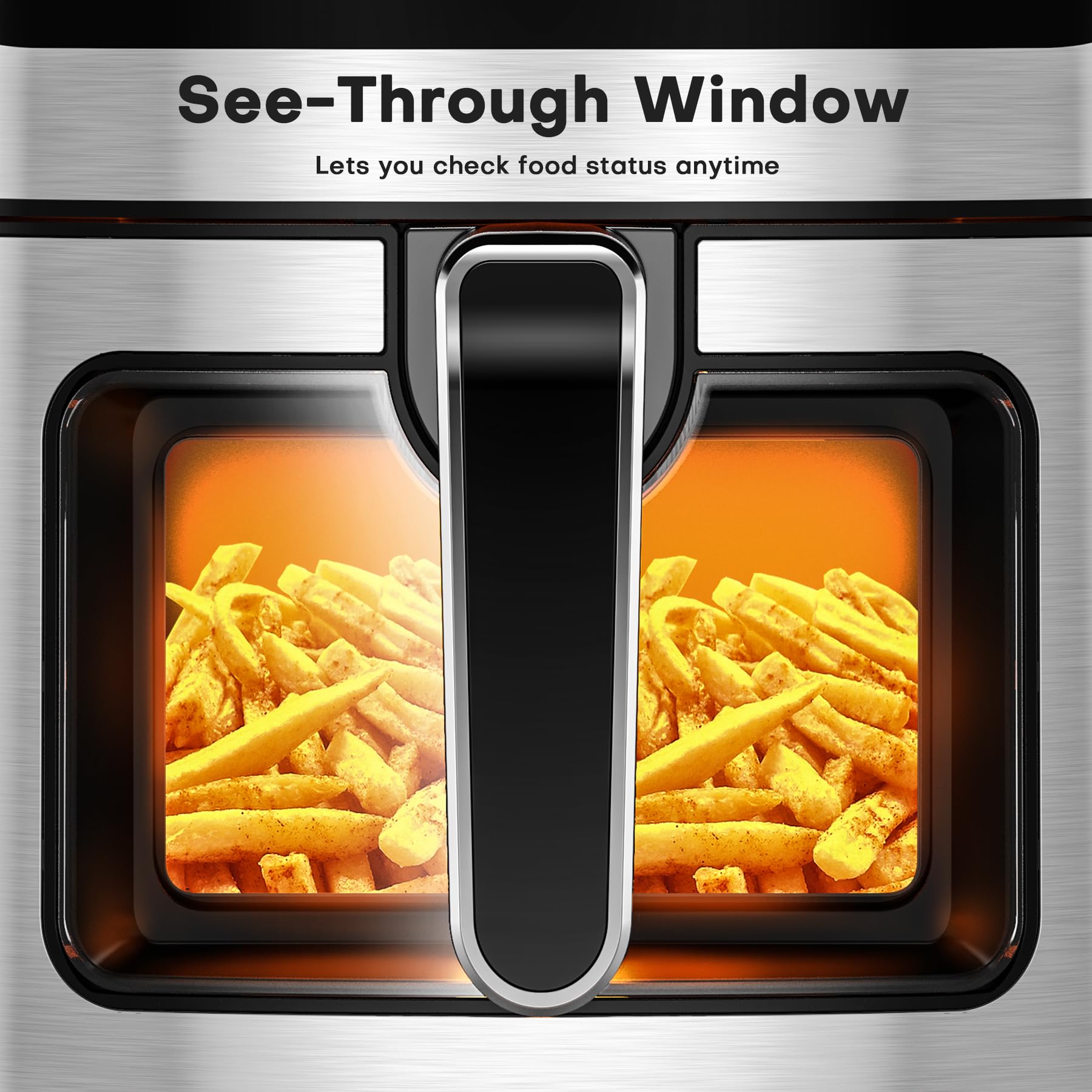 COMFYHOME Air Fryer for Home - 6.5L with Digital Touch Panel & Visual Window, Uses 95% Less Oil, 8 Pre-set Menu & Recipe, 1600W,