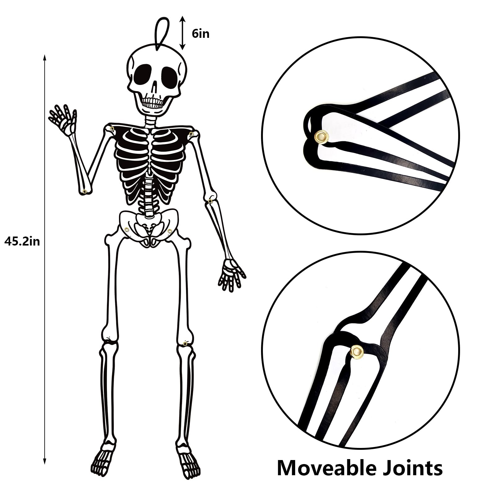 KALEFO Halloween Door Decorations Glow in The Dark Skeleton Party Supplies Skull Hanging Ornaments Outdoor Yard Garden Sign Hang
