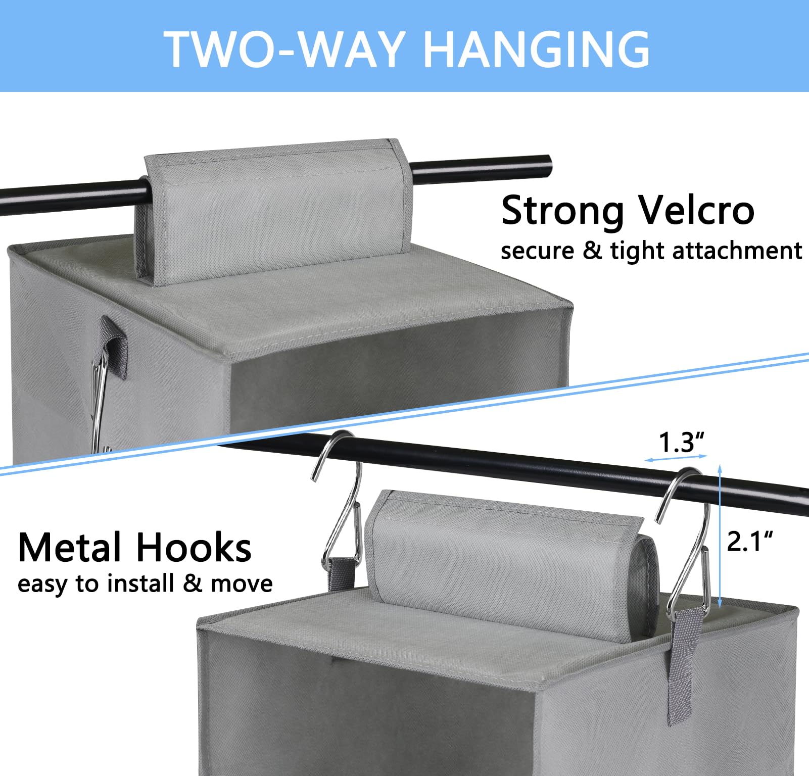Punemi 3-Shelf Hanging Closet Organizer, 2 Pack Closet Hanging Organizer With Drawers, Foldable Hanging Closet Shelves For Rv, C
