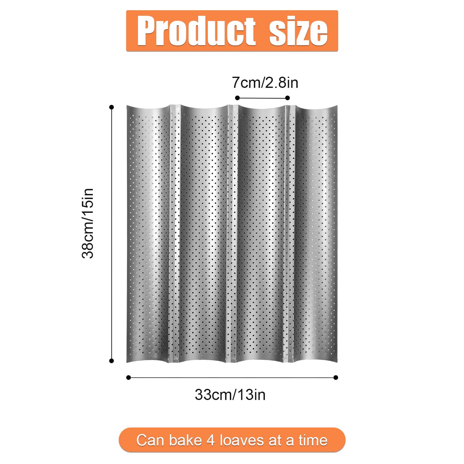 Lasuroa French Bread Baking Pan With Professional Proofing Cloth, 4 Loaves Baguette Bread Pan Long Sourdough Bread Baking Tray P