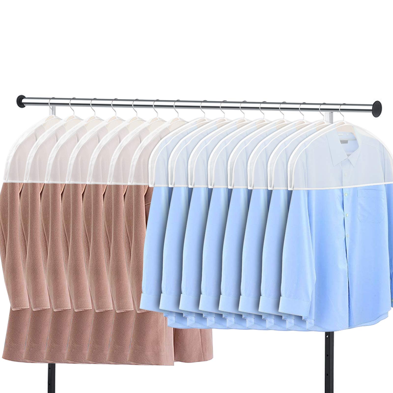Zilink Shoulder Covers For Clothes (Set Of 15) Breathable Garment Dust Covers Protectors With 2'' Gusset For Suit, Coats, Jacket