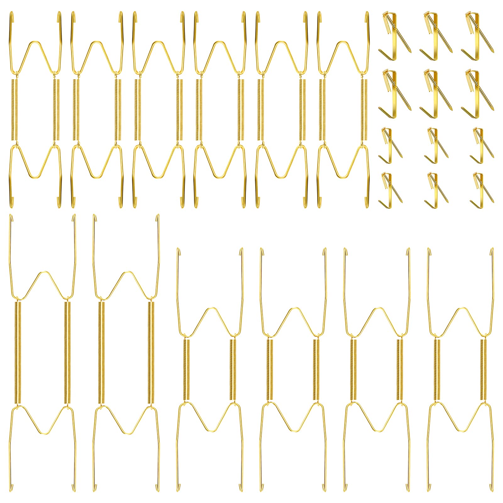 Hotop 12 Pcs Plate Hangers for the Wall 6, 8, 10 Inches Gold Invisible Heavy Duty Stainless Decorative Wire Plate Hangers Stainl