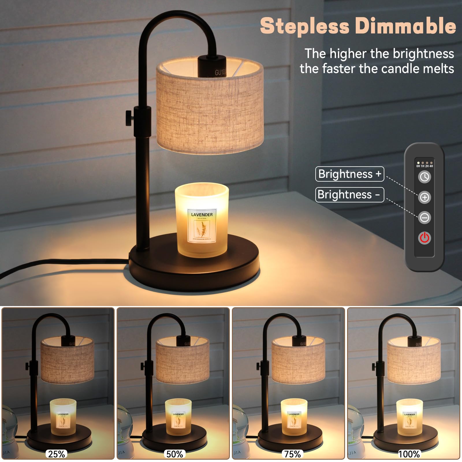 FINCMY Candle Warmer Lamp with Timer, Dimmable Candle Wax Warmer Candle Lamp with 2 Bulbs, House Warming Gifts Brithday Gifts fo