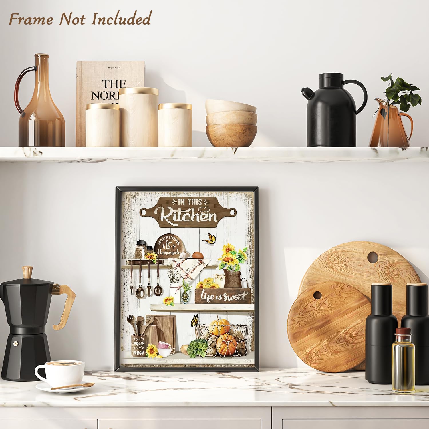 Dazzlewall Country Kitchen Wall Art Rustic Farmhouse Life Is Sweet Good Food Good Mood Quotes Sunflower Kitchen Pictures Wall De