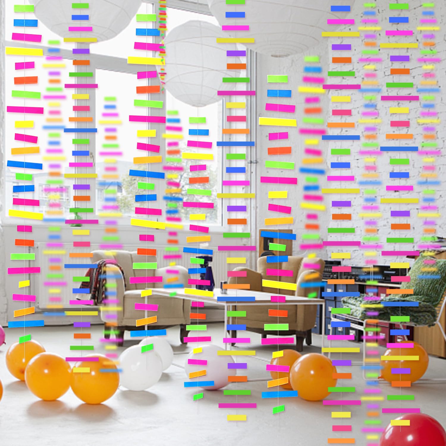 60Feet Uv Neon Paper Garland Stripe Neon Streamers Black Light Neon Decorationsglow Party Uv Reactive Neon Party Favors Glow In