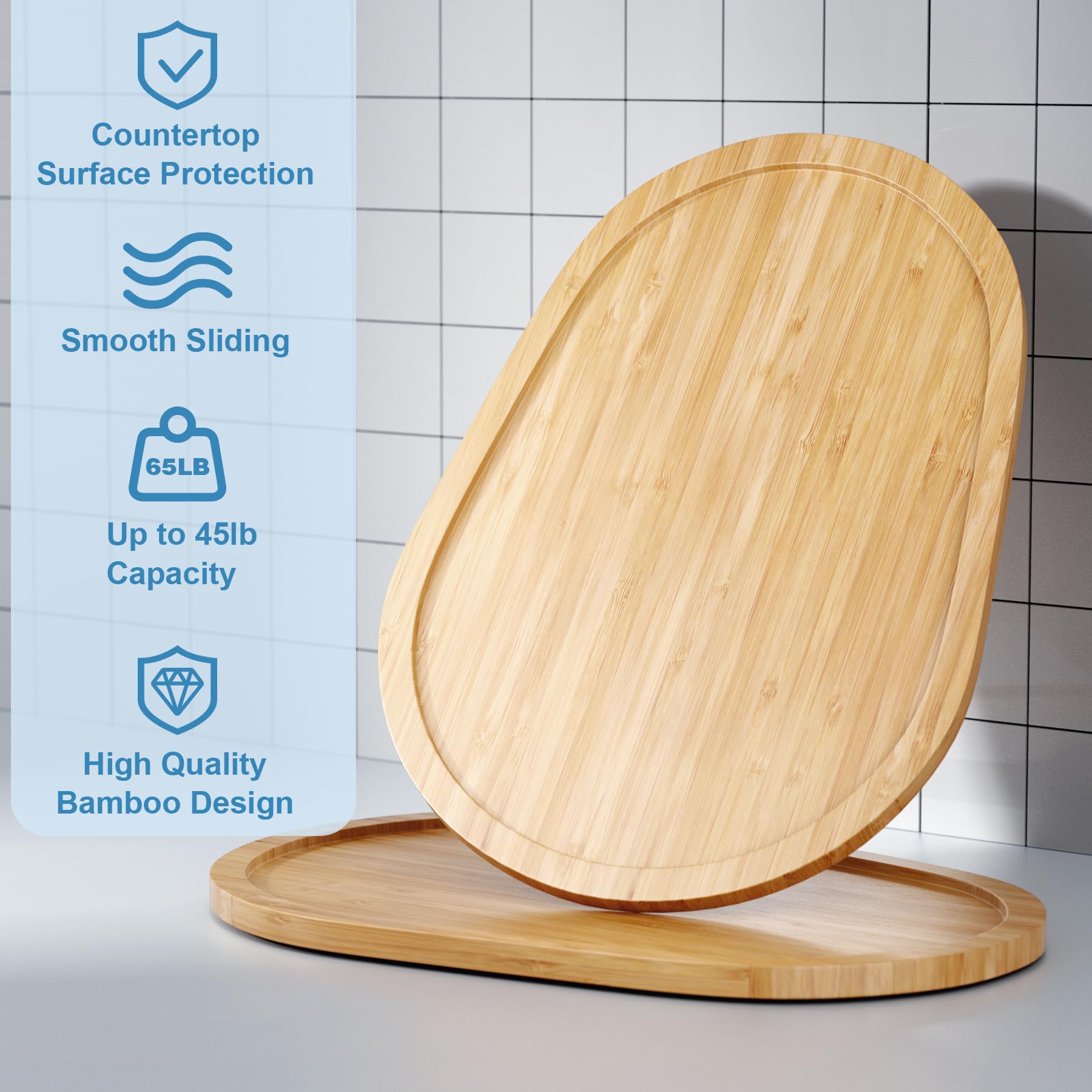 Food-Grade Bamboo Mixer Slider for KitchenAid 5-8 Qt Bowl Lift Stand Mixer, Appliance Sliding Mat for Kitchenaid Artisan, Kitche