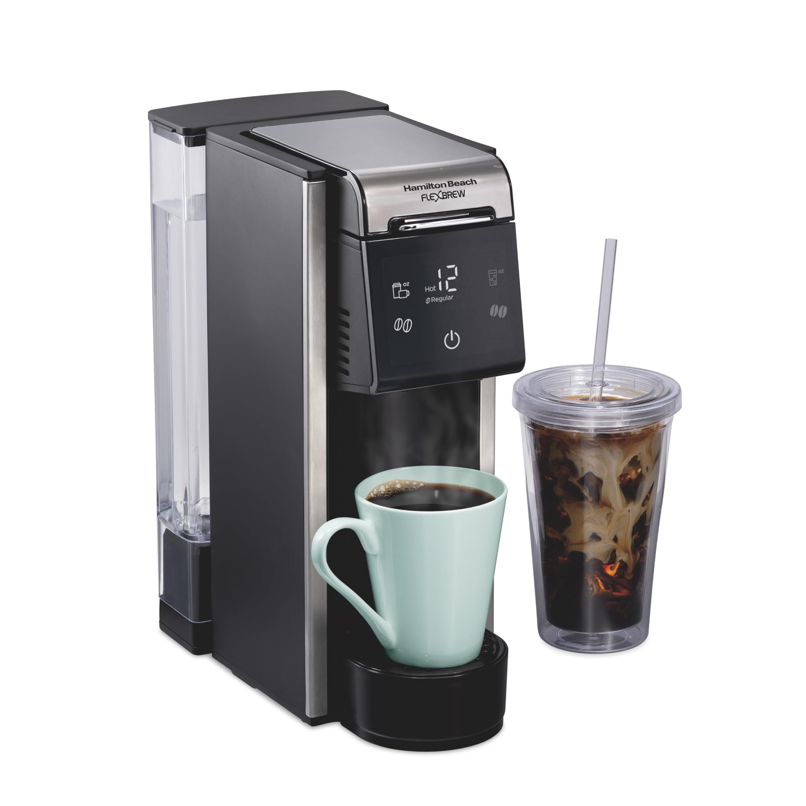 Hamilton Beach FlexBrew Advanced 4-in-1 Single Serve Hot & Iced Coffee Maker with Removable 45 oz. Water Reservoir, Use Pod Pack