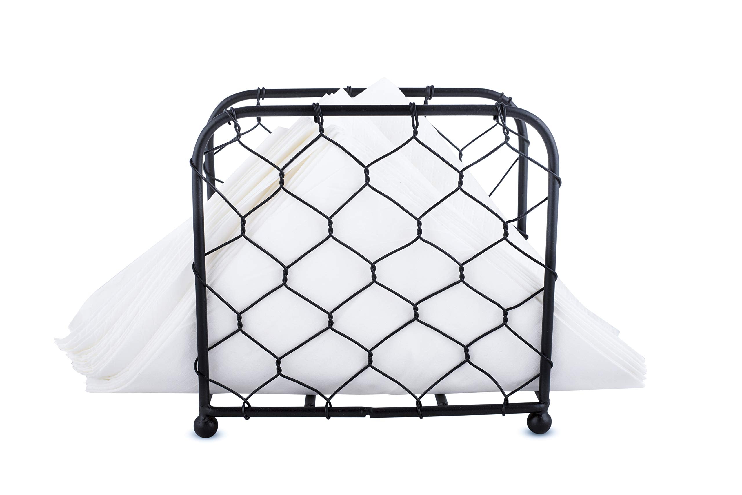 Gocraft Chicken Wire Napkin Holder | Rustic Farmhouse Napkin Holder For Kitchen (Black Finish)