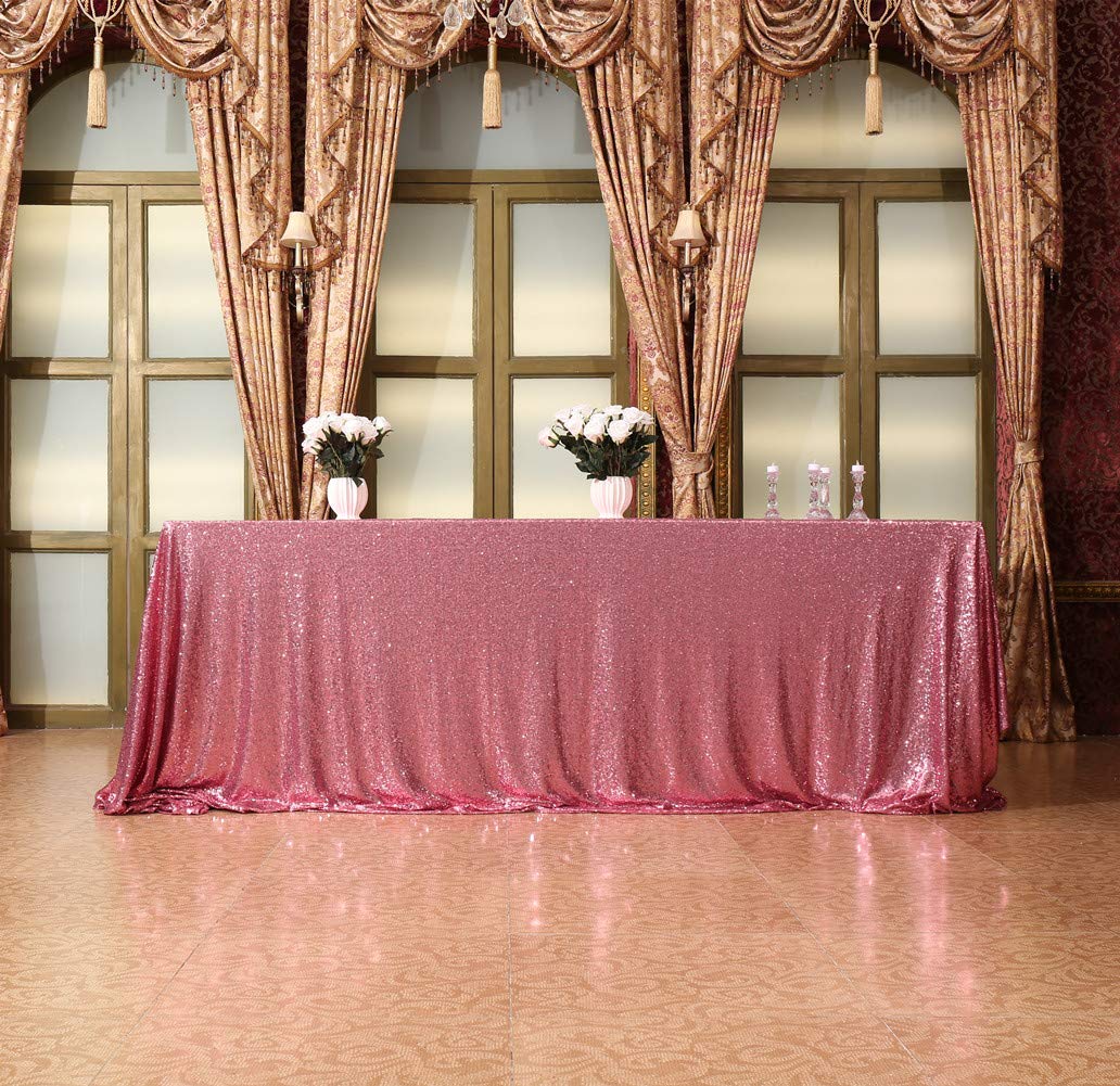 Squarepie Sequin Tablecloth Rectangular 90 X 156 Inch Fuchsia Pink Reflect Lights Bling Sparkly Table Linen For Wedding Party