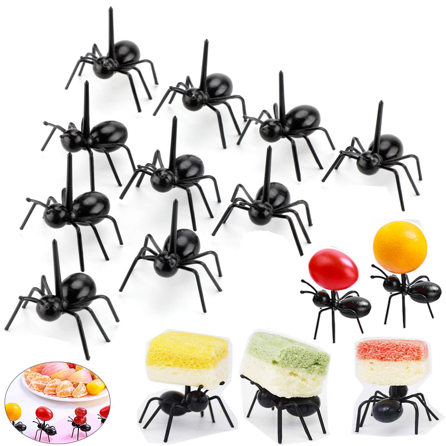 Ant Toothpicks Fruit Dessert Fork (24Pcs) - Ootsr Reusable Ant Food Pick Animal Appetizer Forks For Snack Cake Dessert With Stor