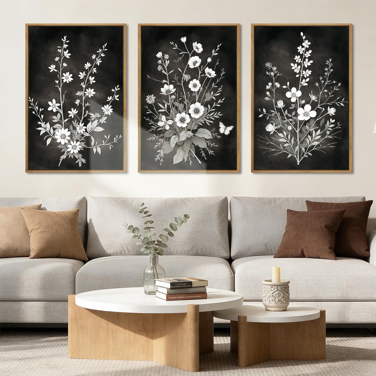 Bincue Black Floral Wall Art 16X24 Inches