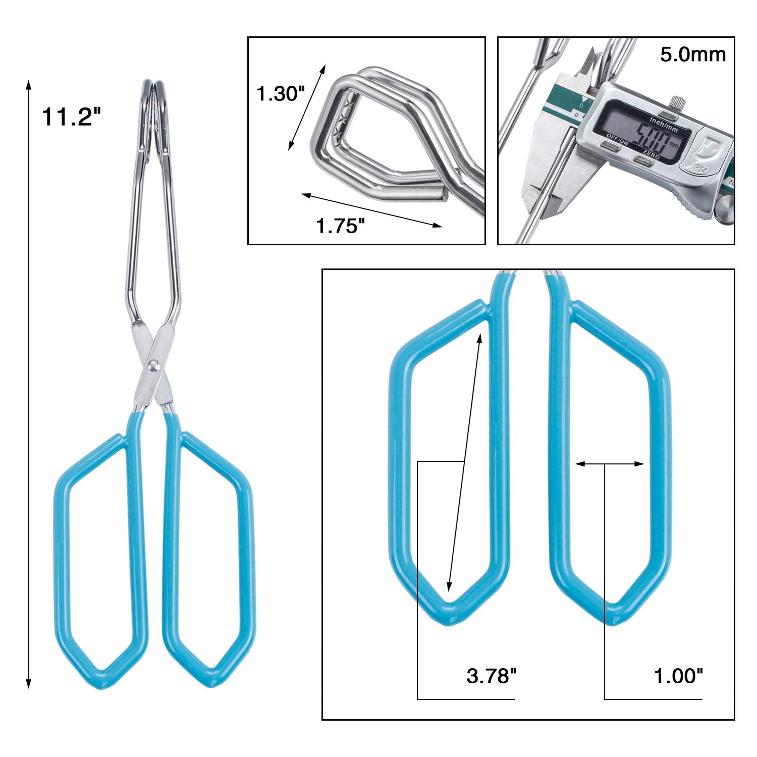 MSY BIGSUNNY Stainless Steel Scissor Tongs - Heavy Duty Cooking Tongs, 11" Blue (2-Pack) - Model ST0022-1111blue
