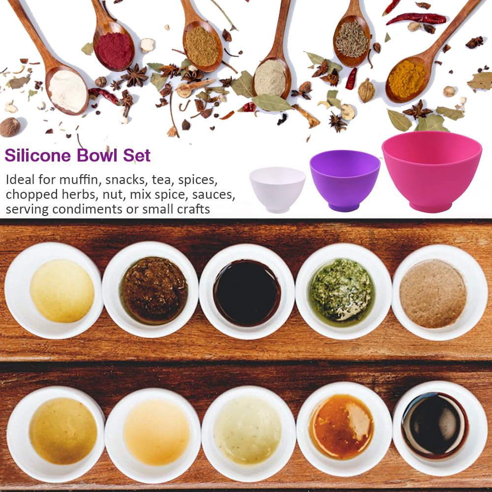 Goalfly 12 Pcs Silicone Mixing Bowls Set, Size 0.14, 0.27, 0.49 Qt, Flexible Silicone Bowls For Kitchen, Silicone Bowls For Melt
