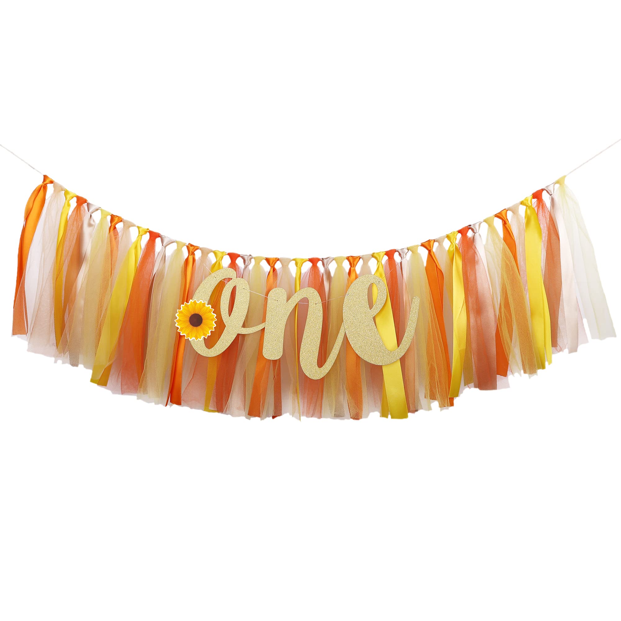 Sunflower Highchair Banner Decoration For Baby - Party Theme Pull Flag, High Chair Fabric Garland, 1St First Birthday Banner, Ph