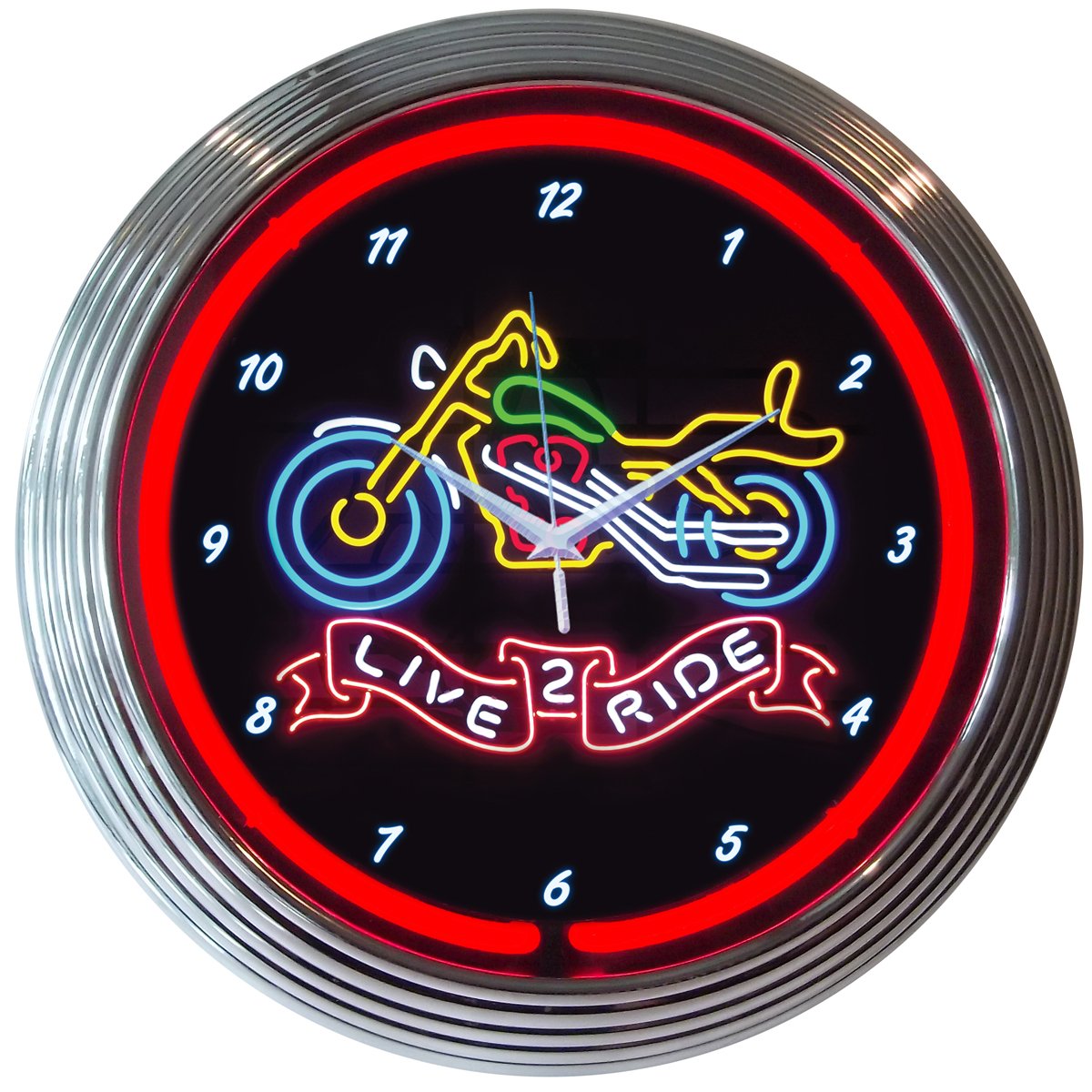 Neonetics Live 2 Ride Neon Wall Clock, 15-Inch