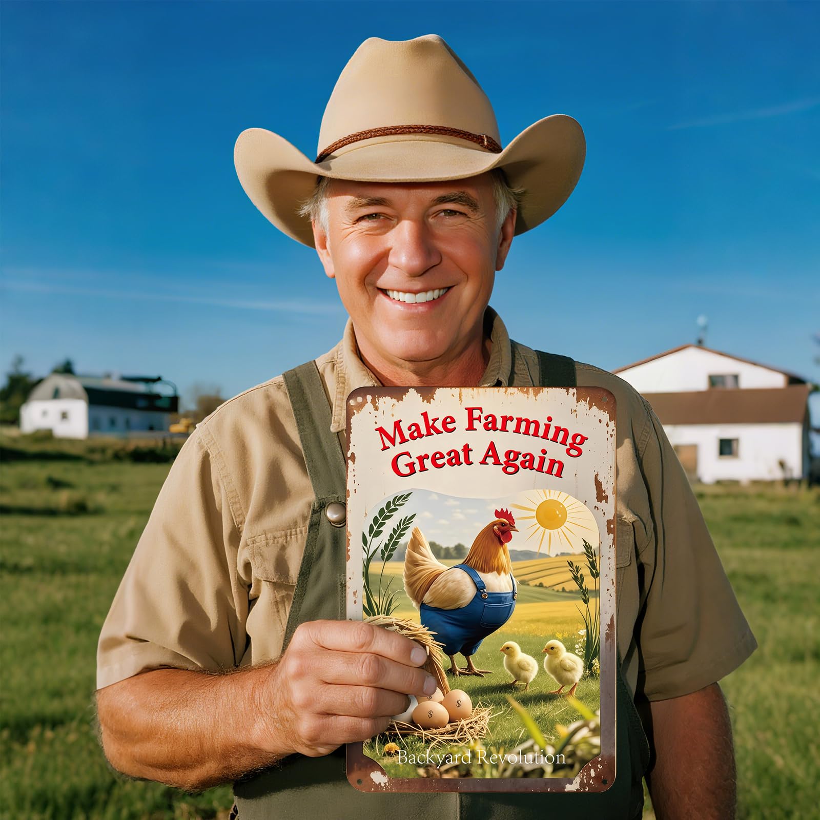 Make Farming Great Again Chicken Coop Signs - Rustic Farmhouse Chicken Coop Accessories, 8x12 Inch Metal Farm Decor, Farm Stand