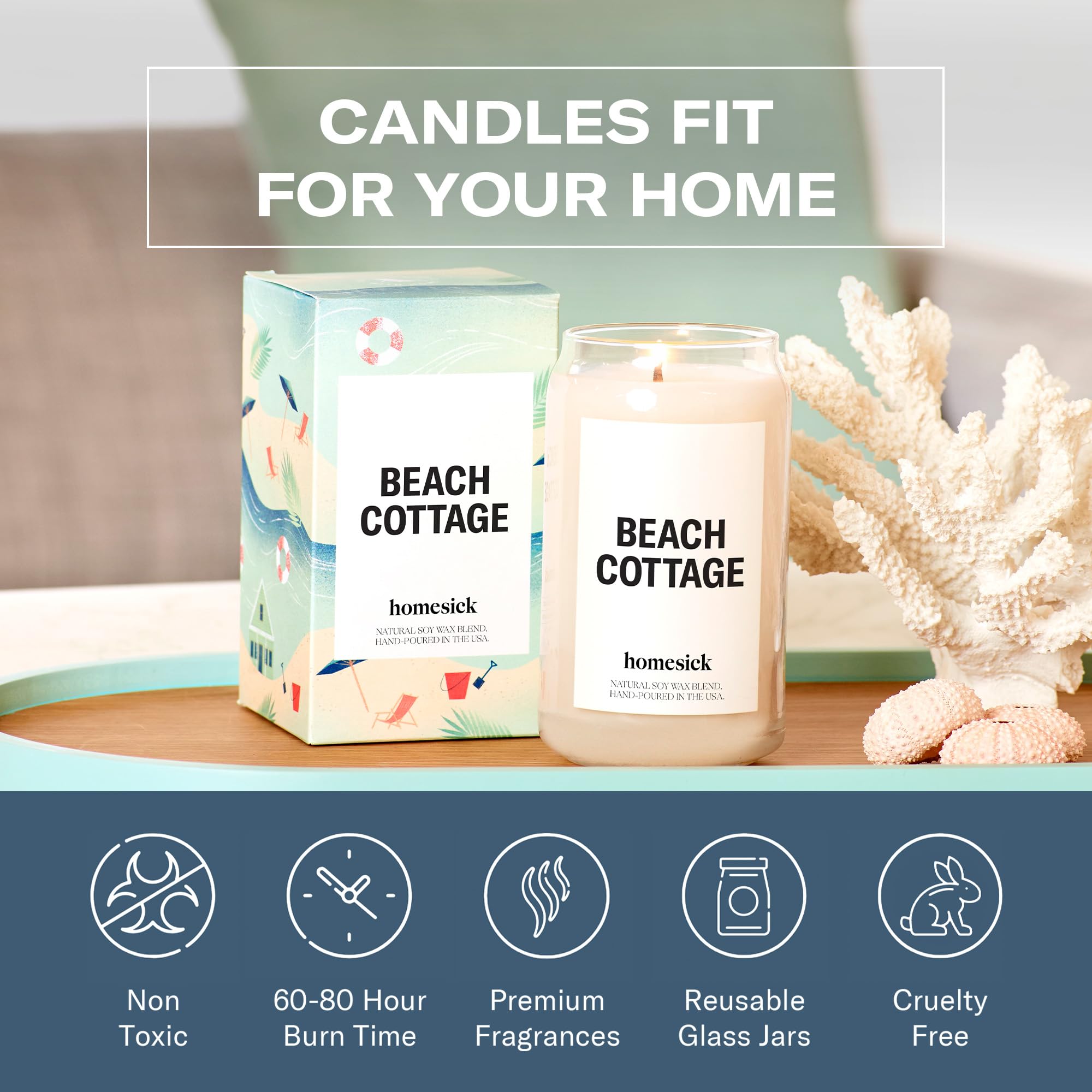 Homesick Women's Beach Cottage Candle, Beach Cottage, One Size