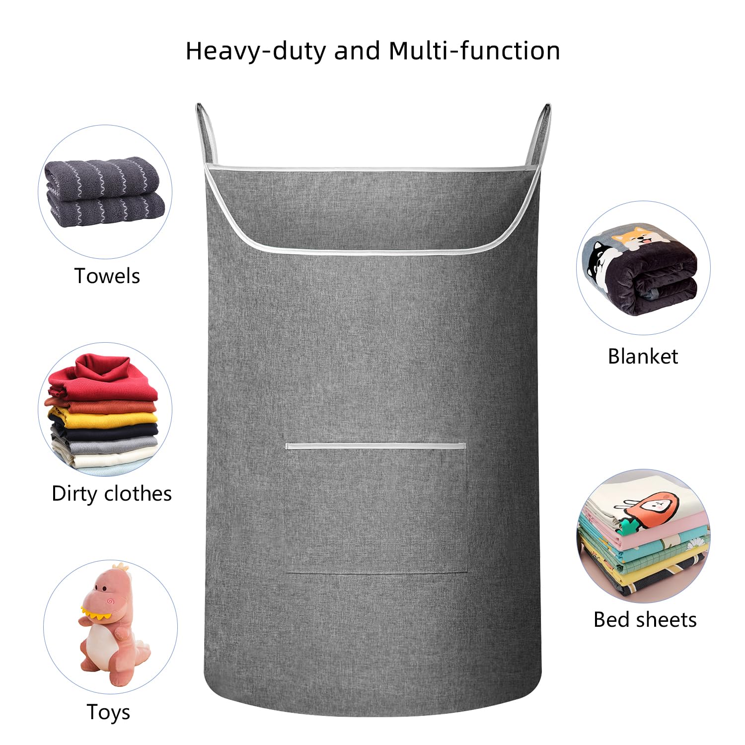 Saverho X-Large Hanging Laundry Hamper Bag, Door Hanging Hamper With Front Pocket Dirty Clothes Hanging Laundry Bag Large Size 3