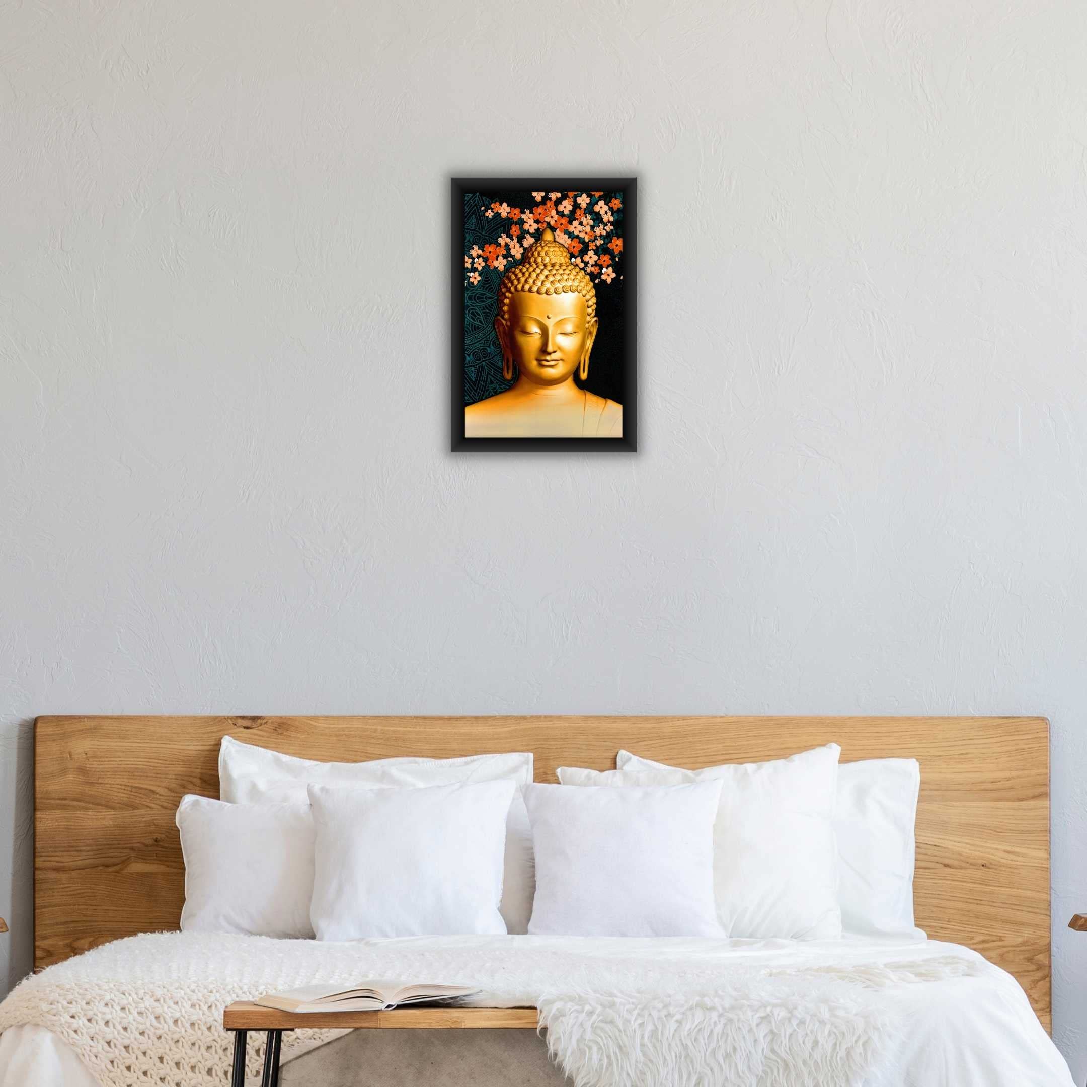 Poylaamo,Buddha Framed Wall Painting/Framed Art For Living Room, Home Decor, Bedroom, Office. (14 X 20 Inch) (Bu24)