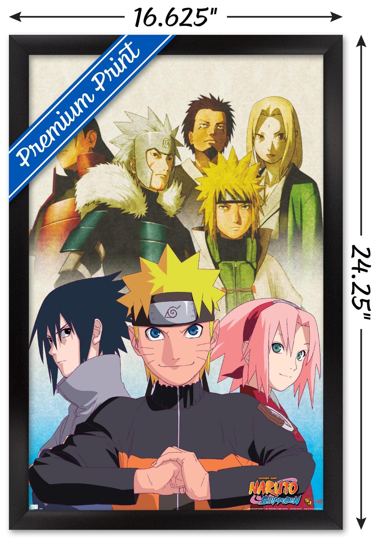 Trends International Naruto Shippuden - Key Art Wall Poster, 14.725'' X 22.375'', Black Framed Version