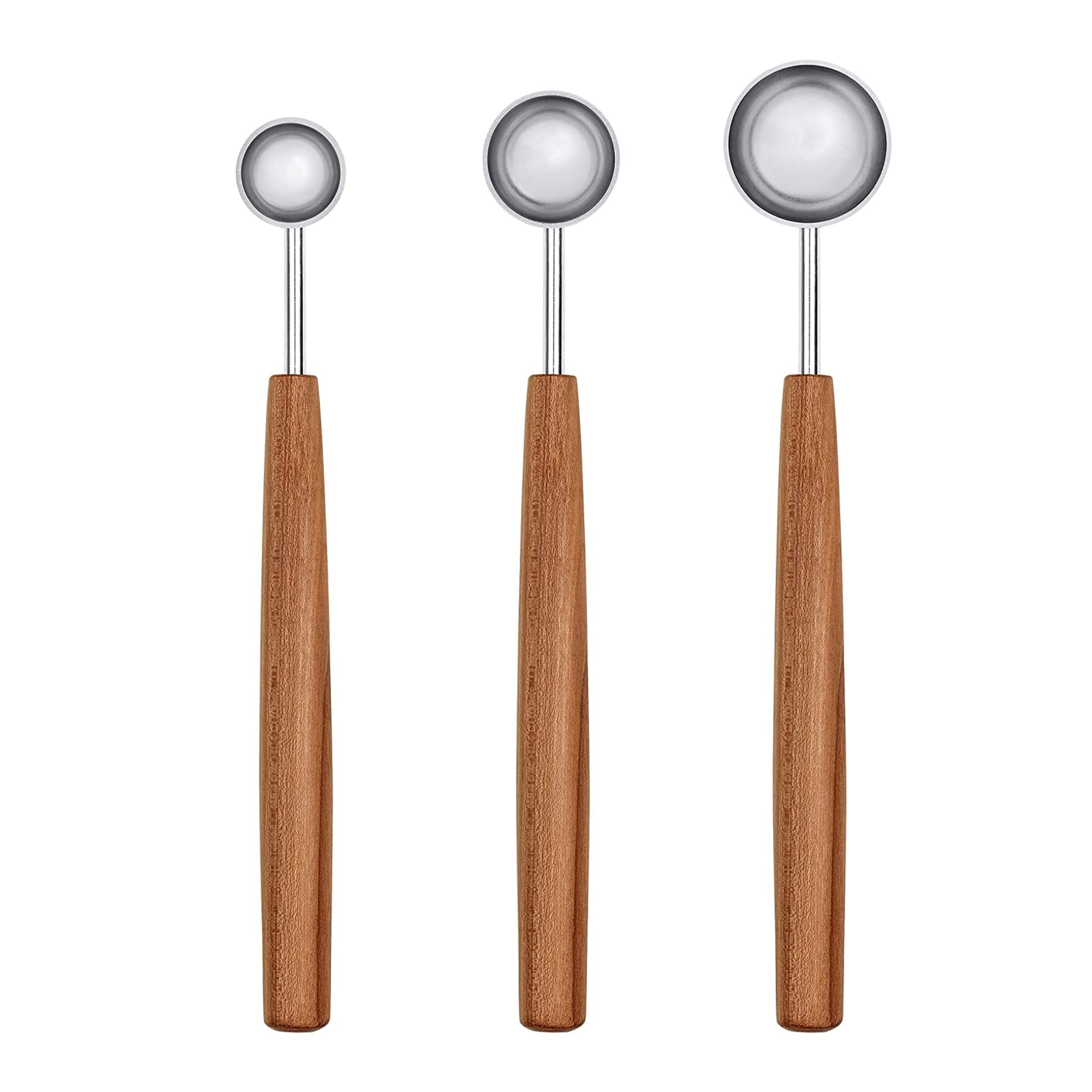 Triangle Spice Measuring Spoon 3-Piece Set ( Tsp,  Tsp & 1 Tsp) - Stainless Steel With Plum Wood Handle - Sense Collection