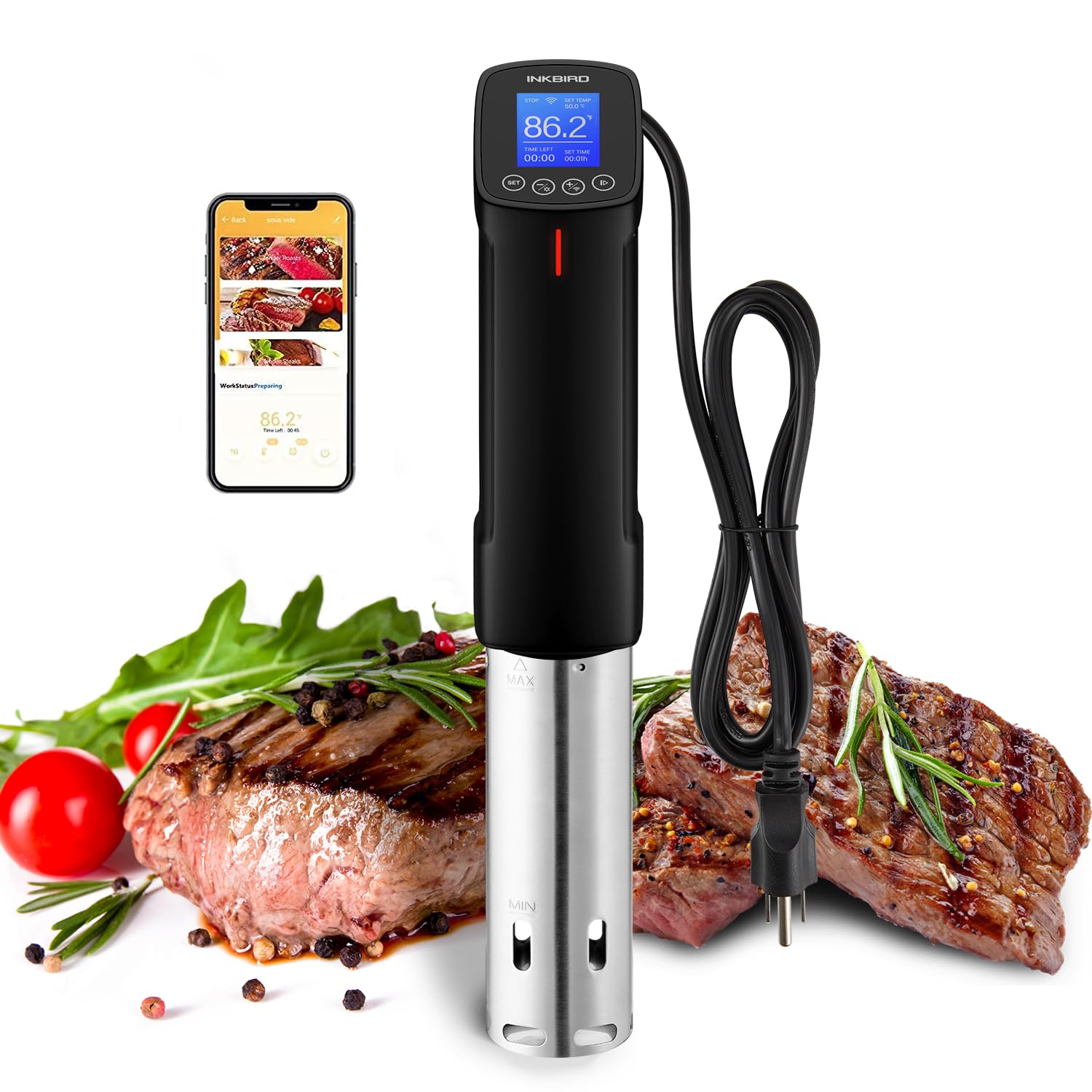 INKBIRD WIFI Sous Vide Cooker ISV-100W, 1000 Watts Sous Vide Machine Immersion Circulator with 14 Preset Recipes on APP & Calibr