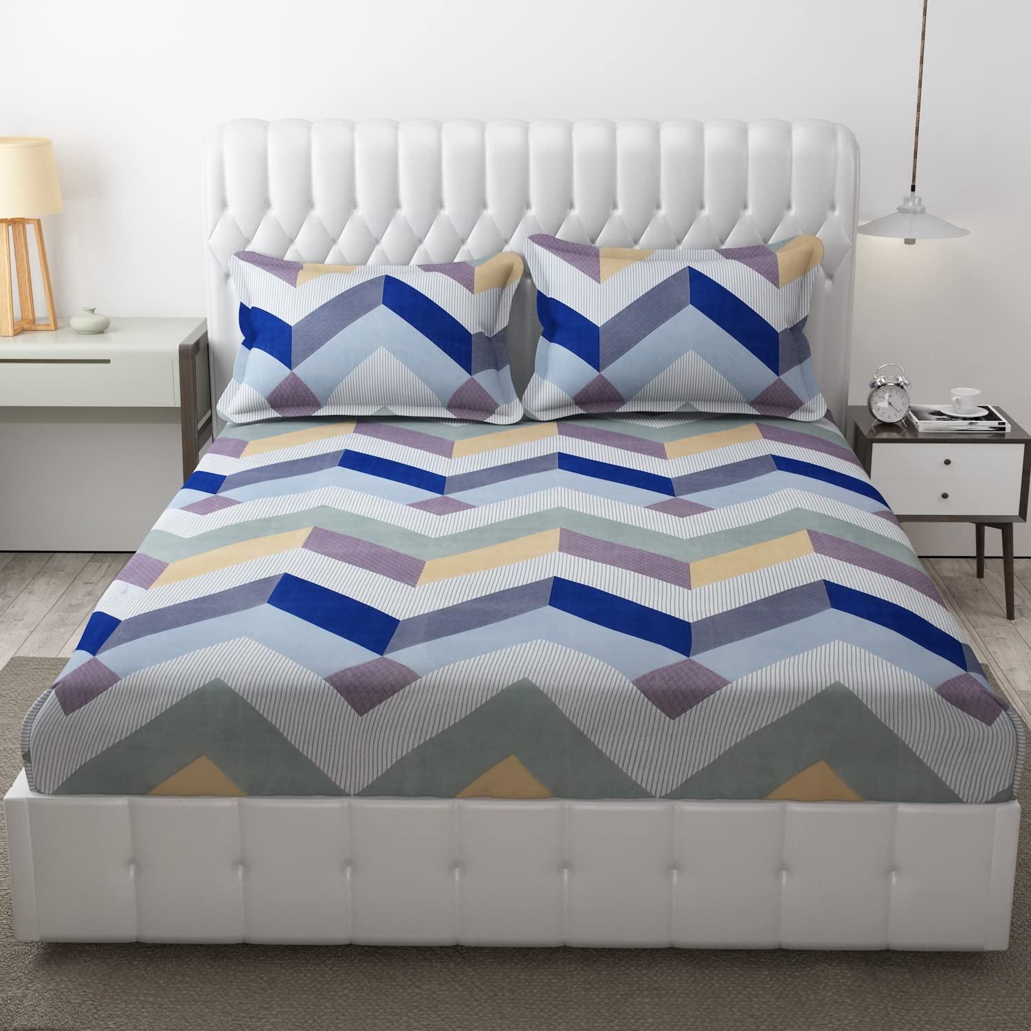 Fresh From Loom Soft Microfiber Fitted Floral Bedsheet King Size Bed With Two Pillow Cover | Elastic Fitted Bed Sheets | Mattres