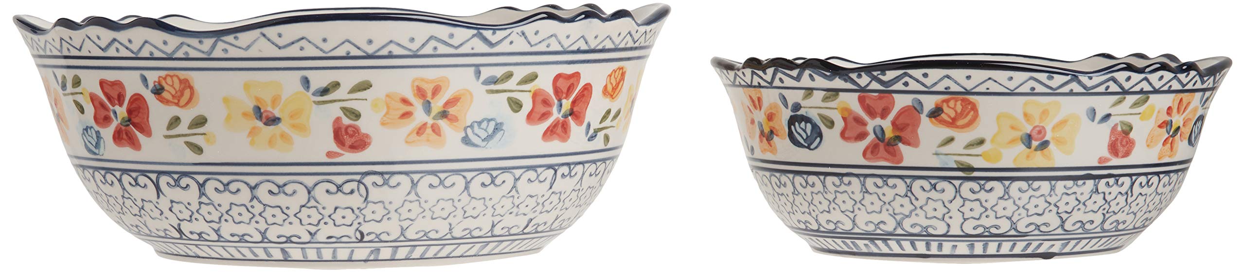 Gibson Elite Hand-Painted Dinnerware Set, 2-Piece Serving Bowls, Luxembourg
