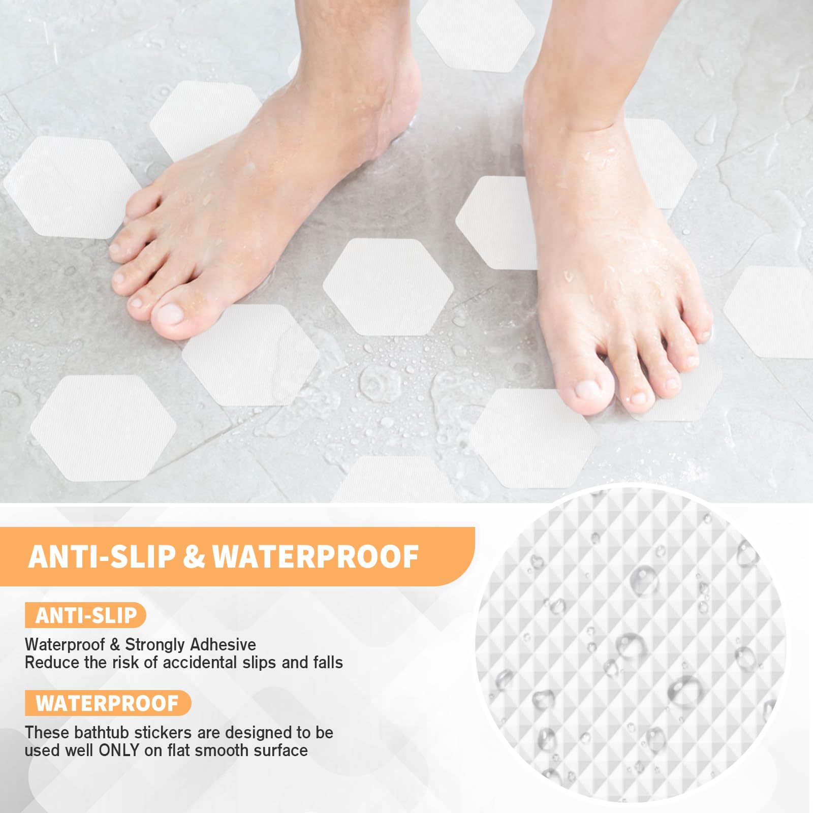 Non Slip Bathtub Stickers, Shower Stickers For Safety Bathroom Tubs, Bathtub Non Slip Stickers And Adhesive Decals Scraper For B
