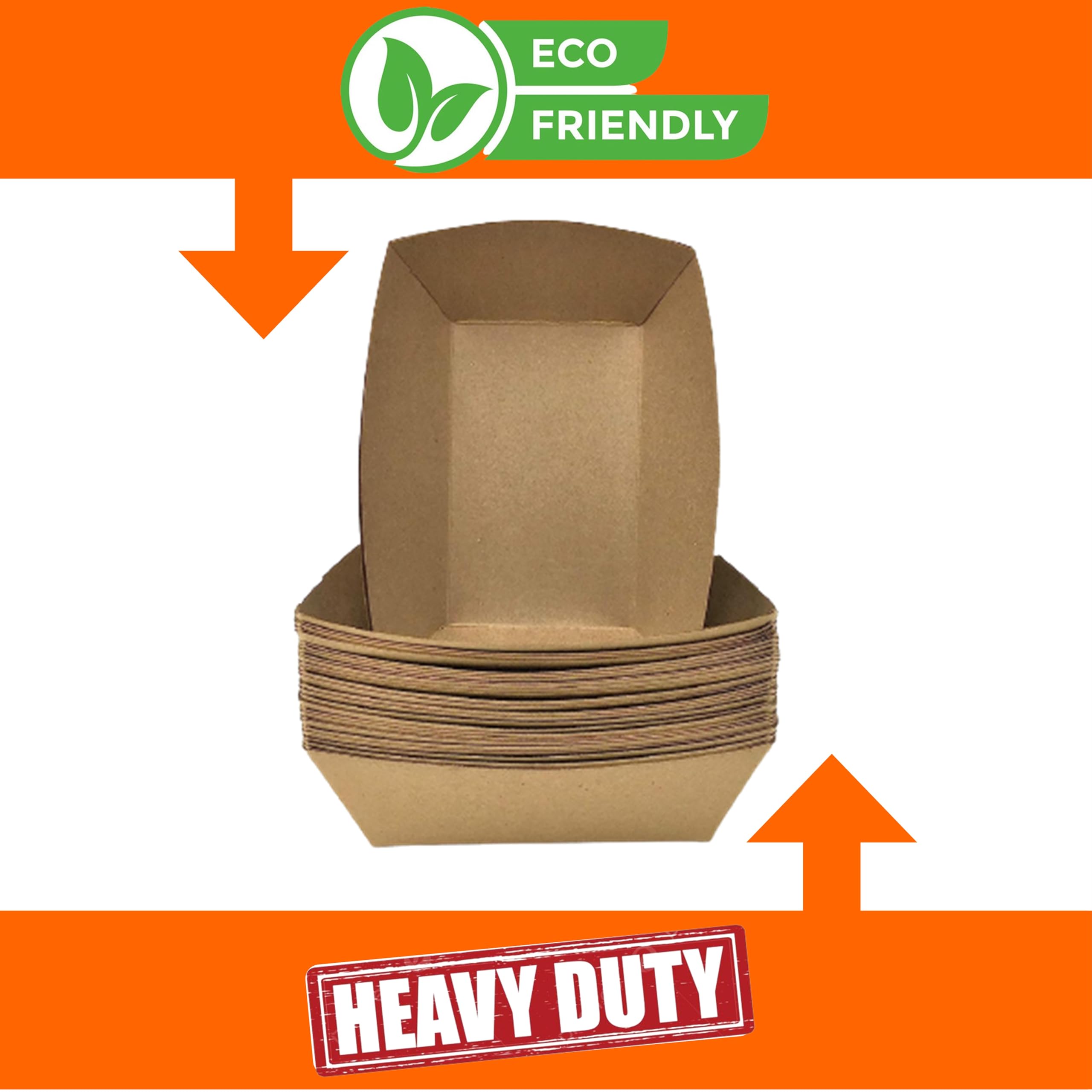 Mr Miracle Kraft Paper Food Tray. 1/2 LB. (100 Pack). Disposable  Recyclable and Fully Biodegradable. Small Concession Food Boats  Made in USA