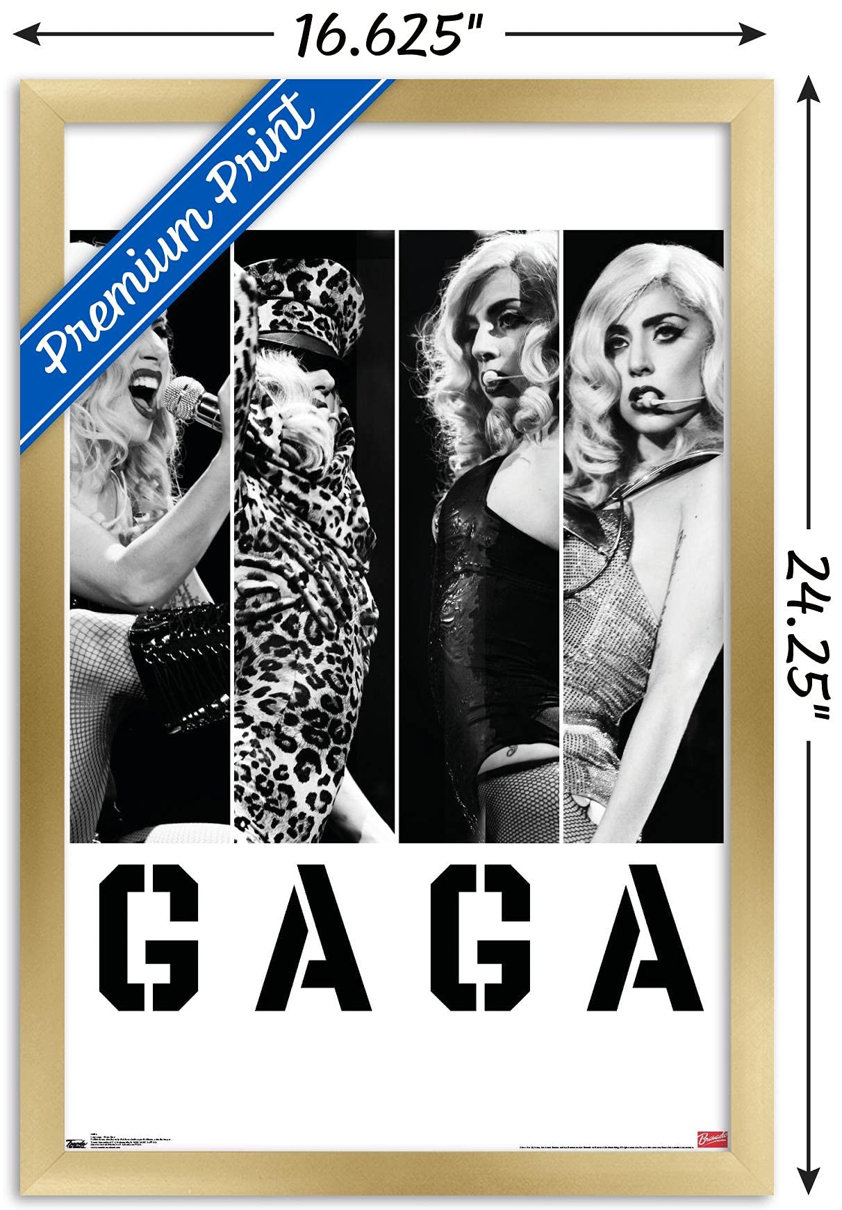 Trends International Lady Gaga - Photo Bars Wall Poster, 14.725'' X 22.375'', Gold Framed Version