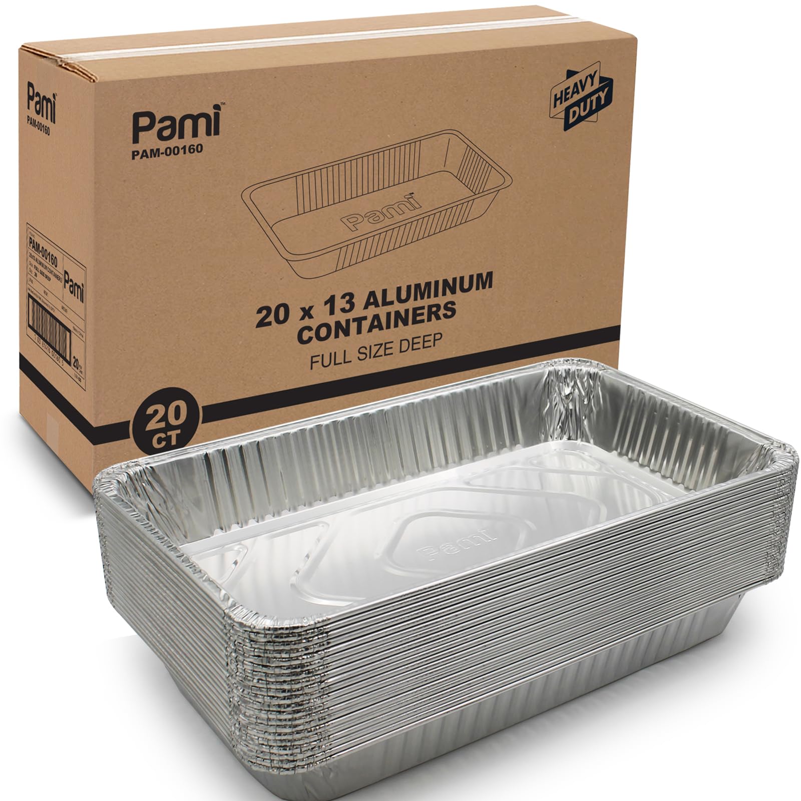 PAMI Aluminum Baking Pans 20x13 in,Full Size,Deep,Heavy Duty,Oven Safe,20