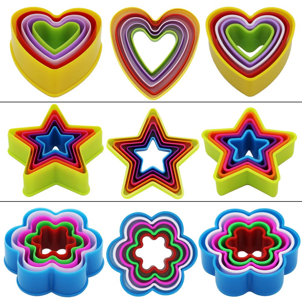 Sookoo 32 Pcs Cookie Cutter Set, Biscuit Cutter Set, Multi-Size Sandwich Fondant Cake Fruit Vegetable Shapes Cutter Set (Square,
