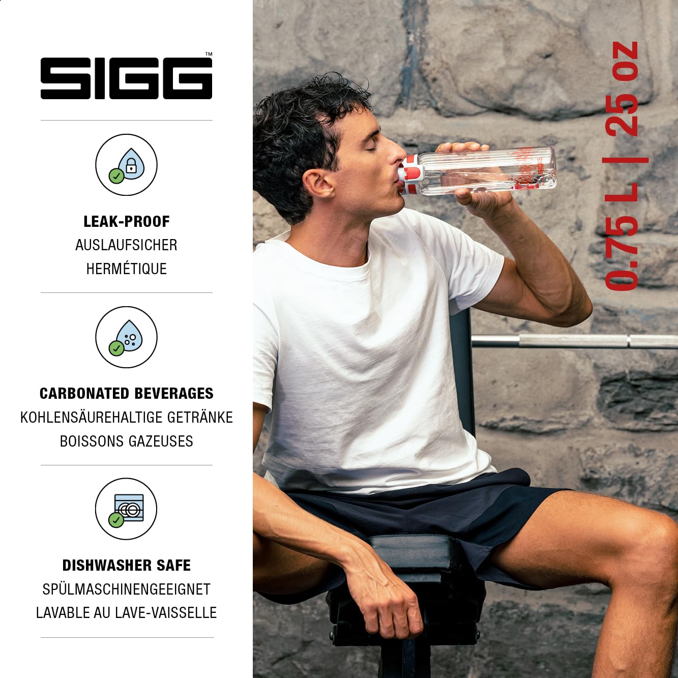 SIGG - Tritan Water Bottle - Total Clear ONE MyPlanet Red - Suitable For Carbonated Beverages - Dishwasher Safe - Leakproof - Lightweight - Scratch Resistant - BPA Free - 25 oz