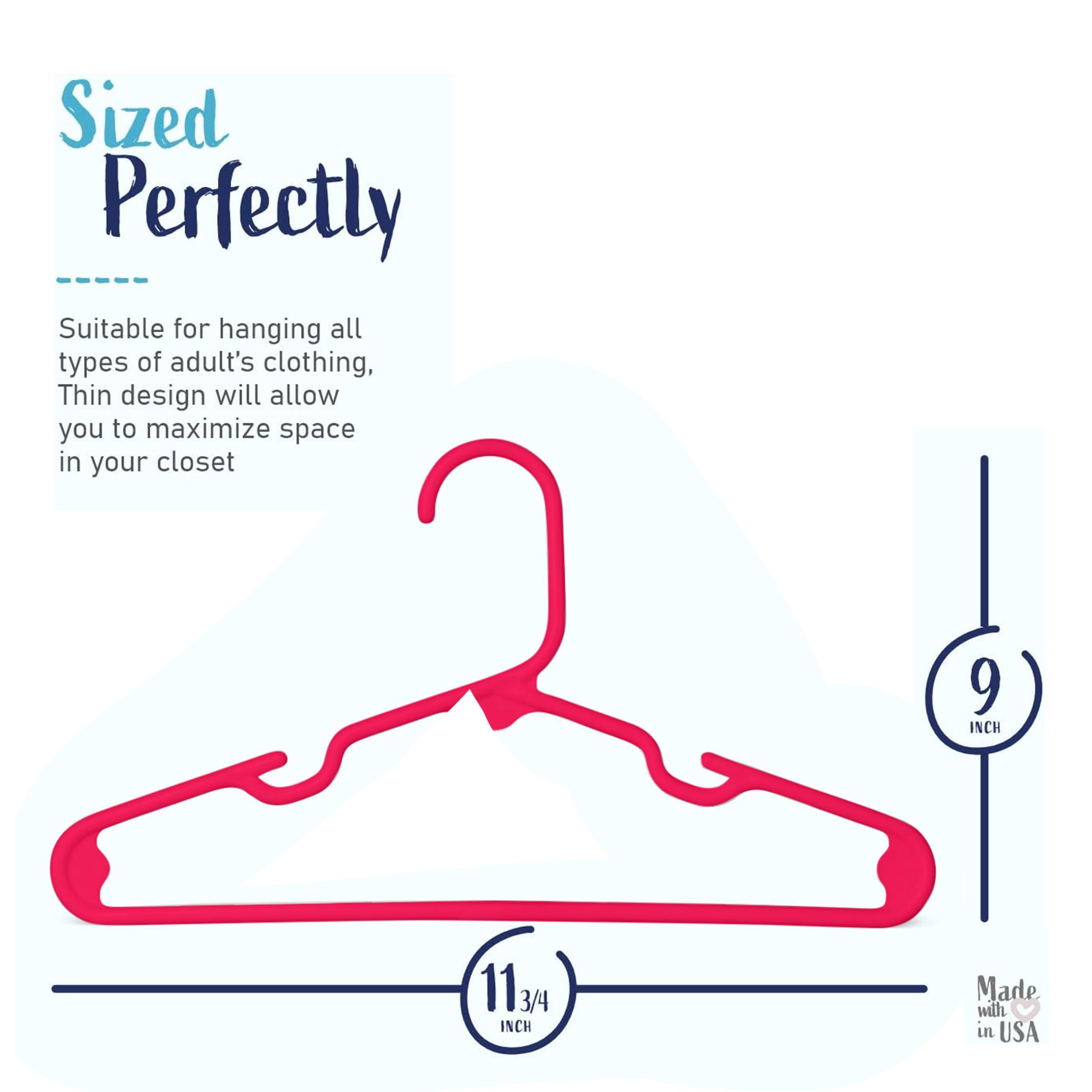 Usa Made 60 Premium Children'S Hangers, Very Durable Heavy Duty Tubular Kids Hangers, Value Pack Of 60 Baby Hangers Hot Pink