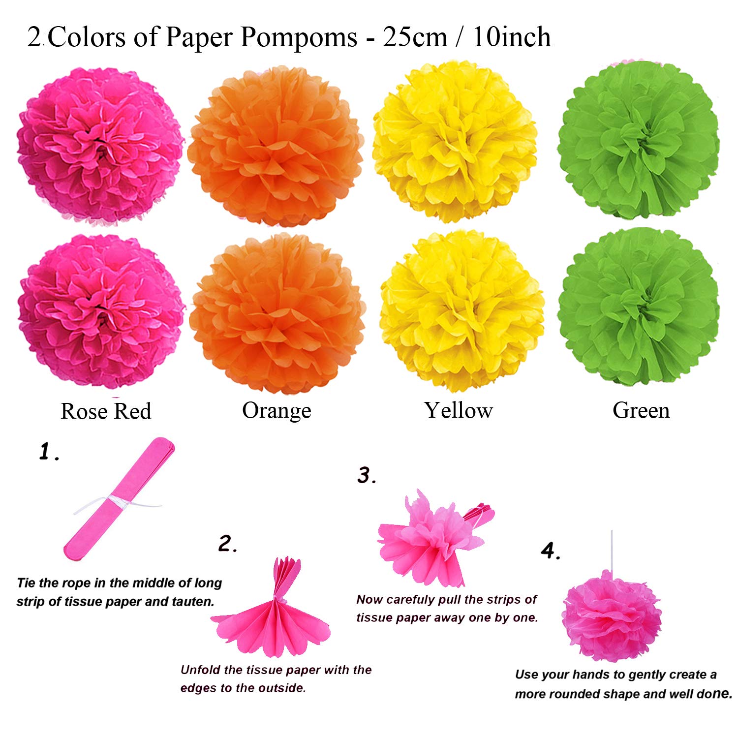 Zerodeco Party Decoration, 21 Pcs Multi-Color Hanging Paper Fans, Pom Poms Flowers, Garlands String Polka Dot And Triangle Bunti