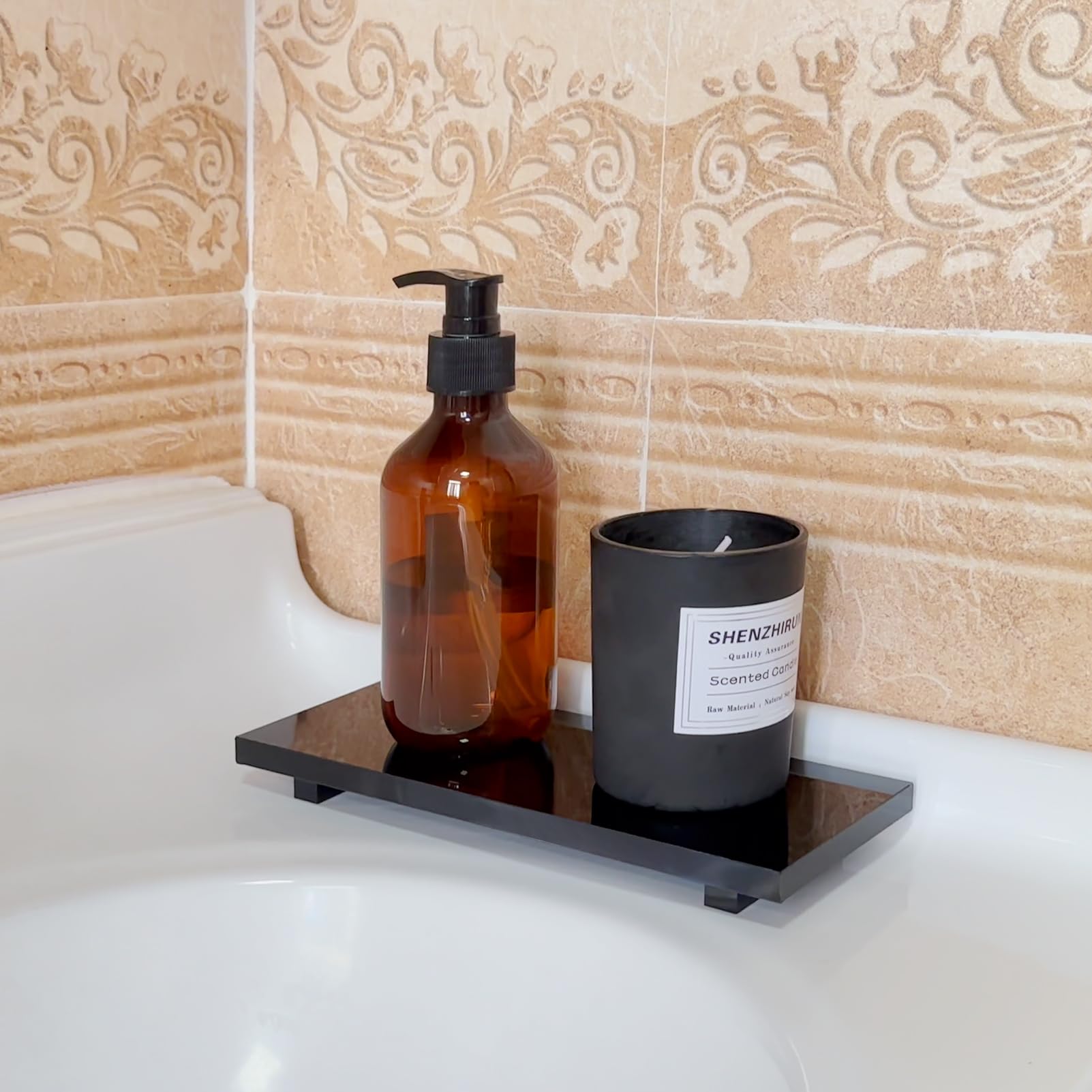 Pedestal Soap Stand, Soap Dish Riser Counter, Kitchen Sink Tray For Soap Bottles, Soap Pedestal For Bathroom, Black