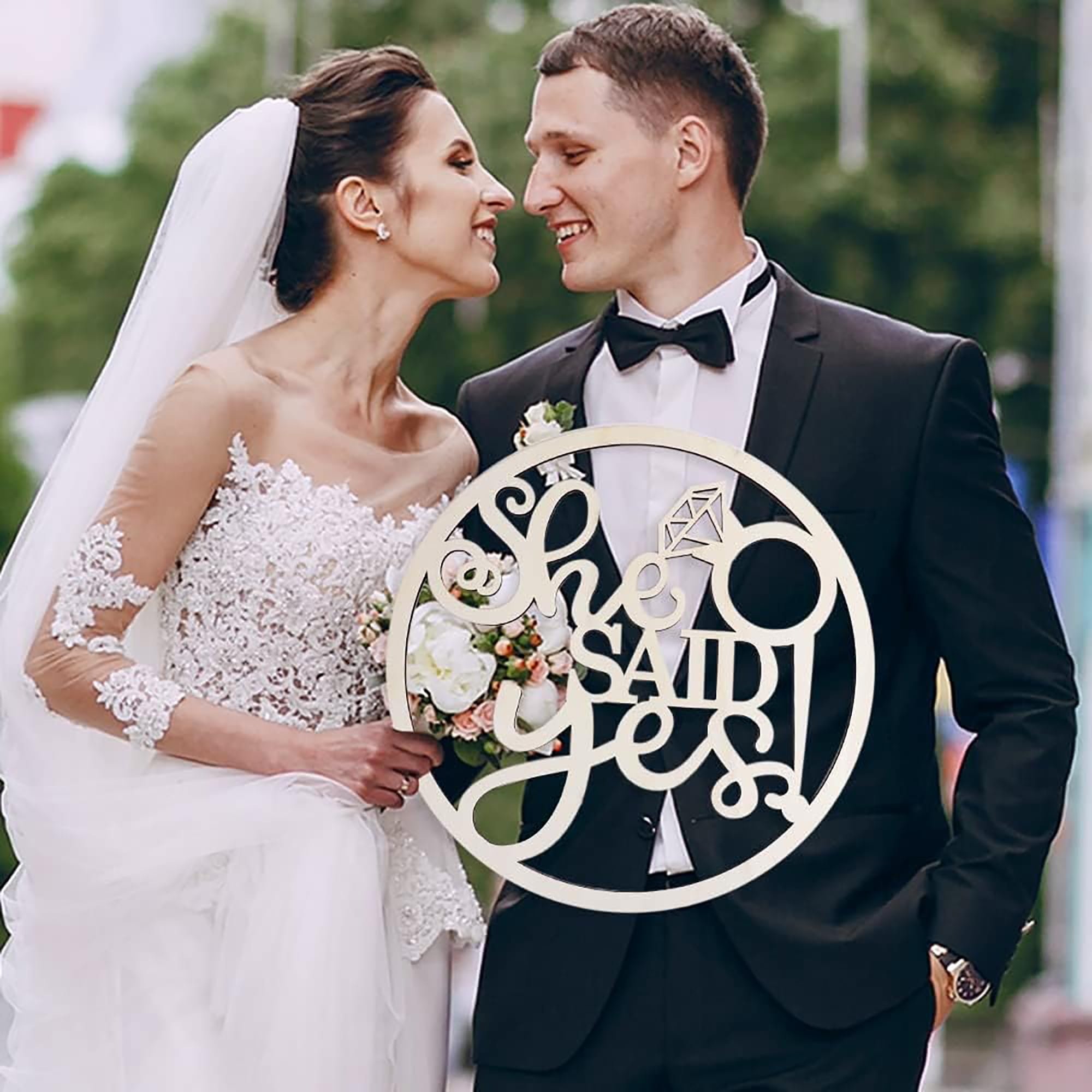 Cliths Wooden Engagement Party Decorations  She Said Yes Sign Bridal Shower & Wedding Photo Booth Props Bachelorette Party Supp