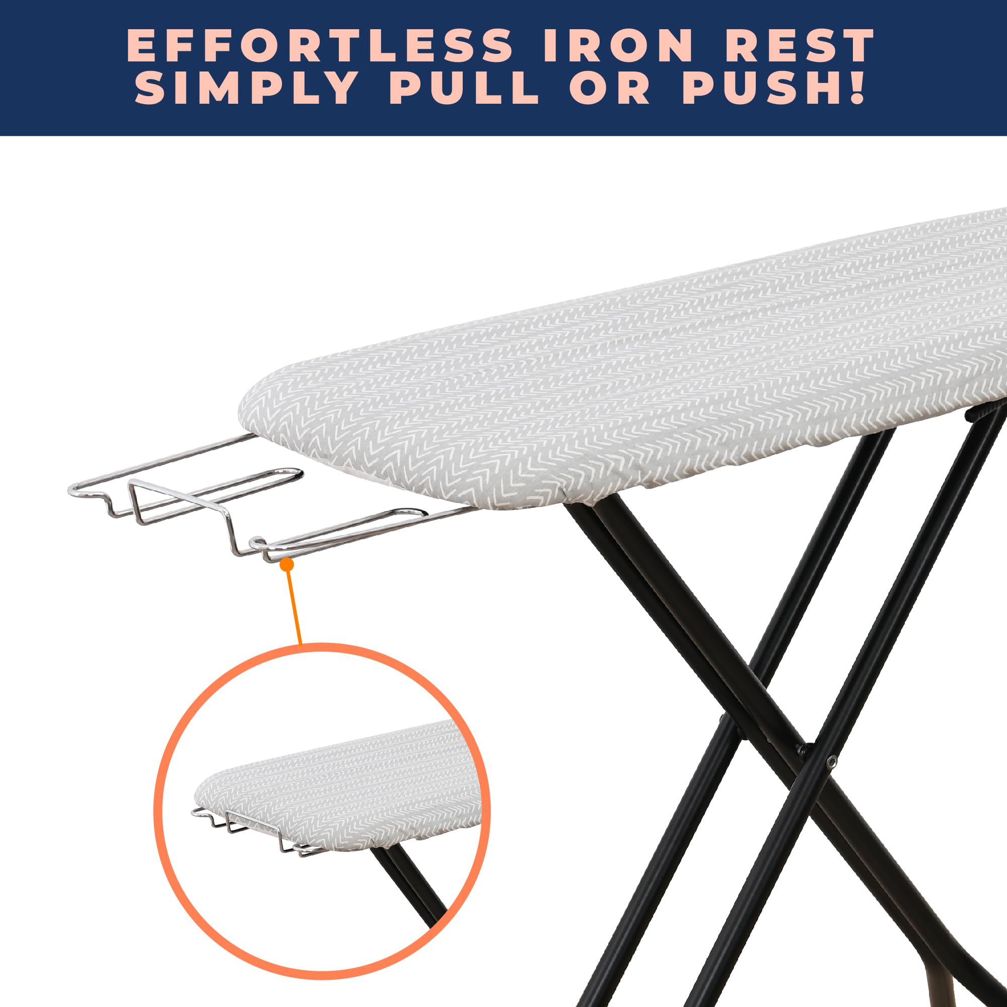 Ironing Board With Iron Rest, Iron Board With 3 Layers Extra Thick Cover, Compact And Space Saver Foldable Ironing Board, Adjust