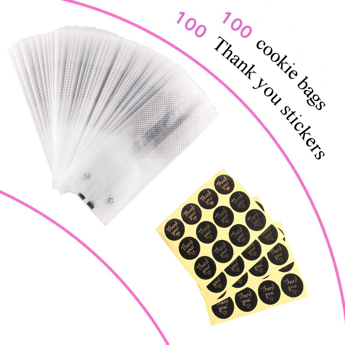 Sailing-Go 100 Pcs./Pack Translucent Plastic Bags For Cookie,Cake,Chocolate,Candy,Snack Wrapping Good For Bakery Party With Than