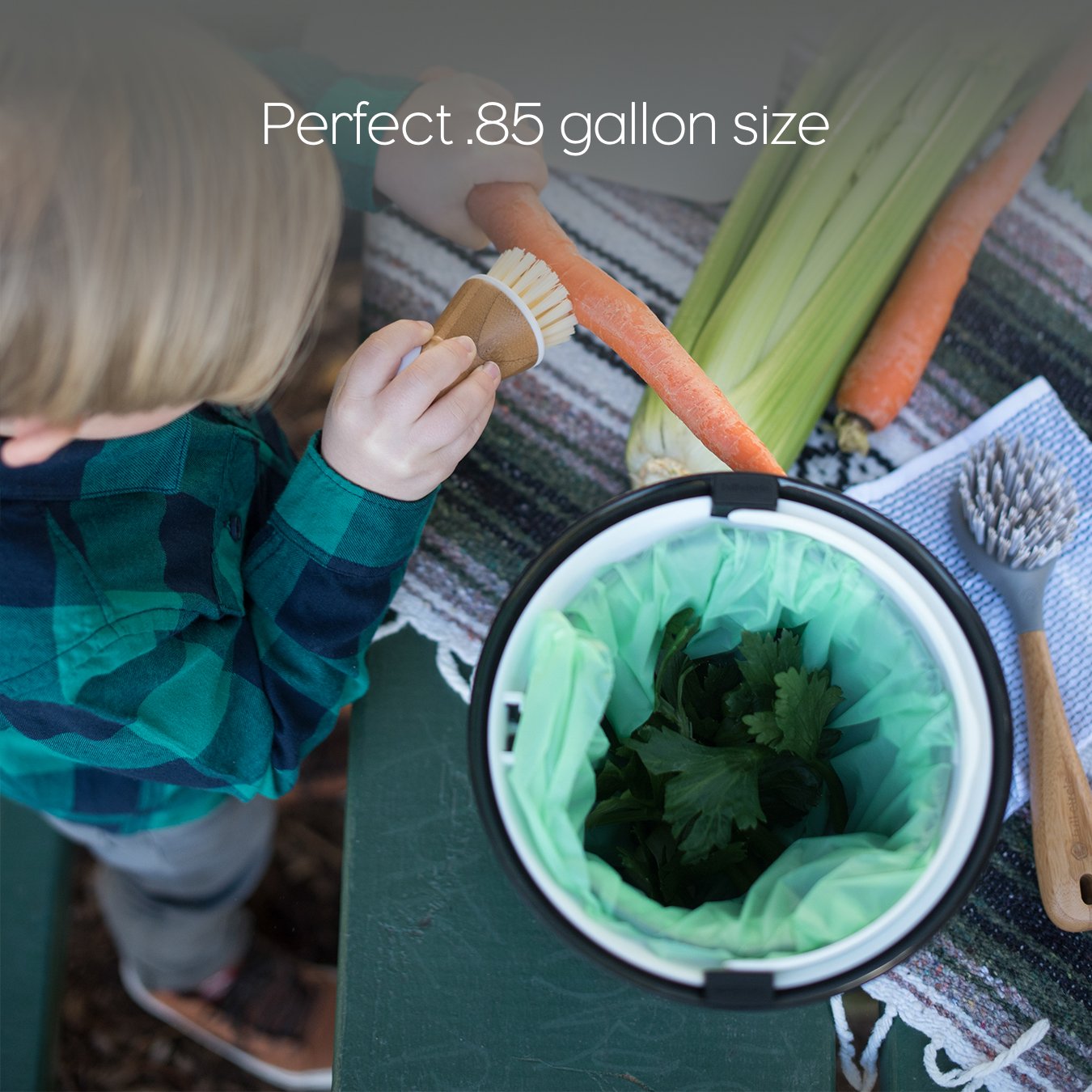 Full Circle Fc15304-Gs Odor-Free Kitchen Compost Bin, Breeze, Green Slate