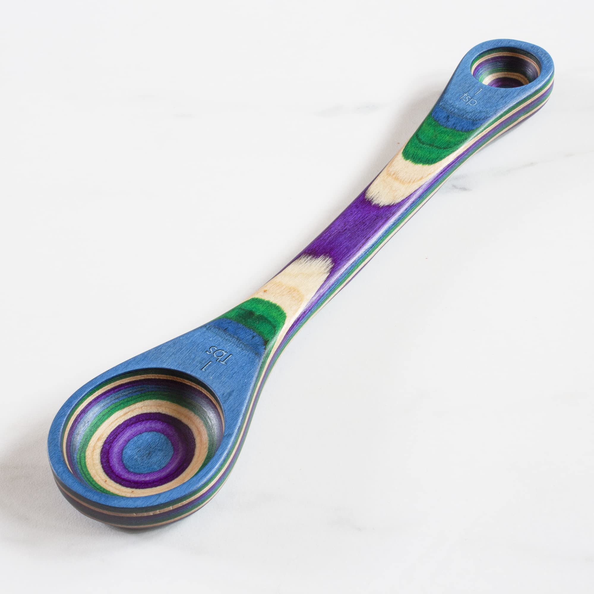 Baltique Mumbai Collection 2-In-1 Wooden Measuring Spoon With Tablespoon And Teaspoon Measurements