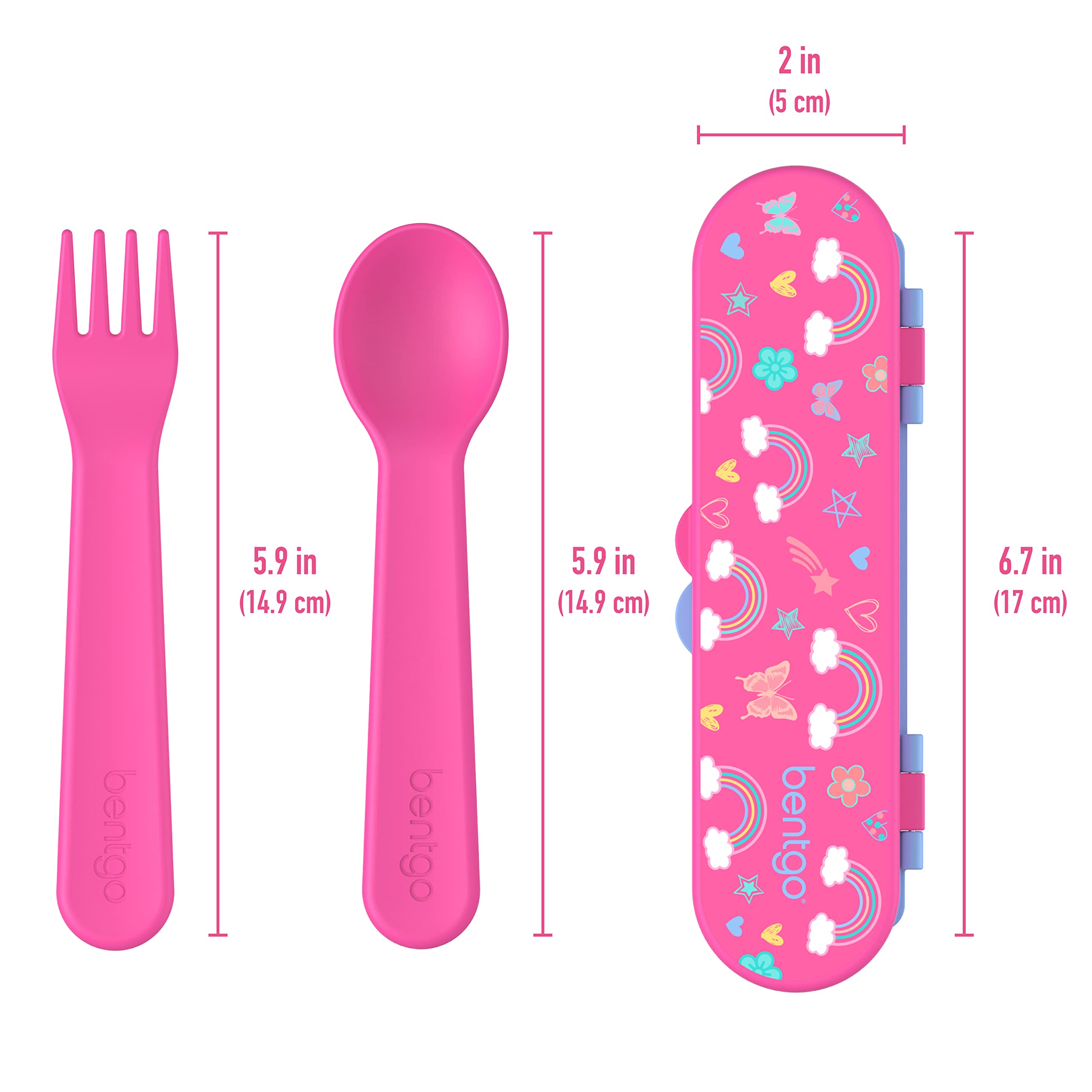 Bentgo? Kids Utensil Set - Reusable Plastic Fork, Spoon & Storage Case BPA-Free Materials, Easy-Grip Handles, Dishwasher Safe Id