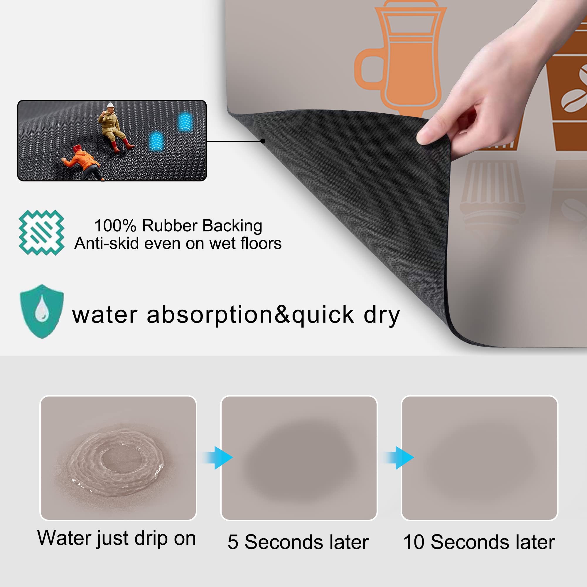 Golener Thick Counter Protector Absorbent Coffee Machine Spill Mat,Coffee Machine Protector,Desk Protector,Prevent Moving,Coffee